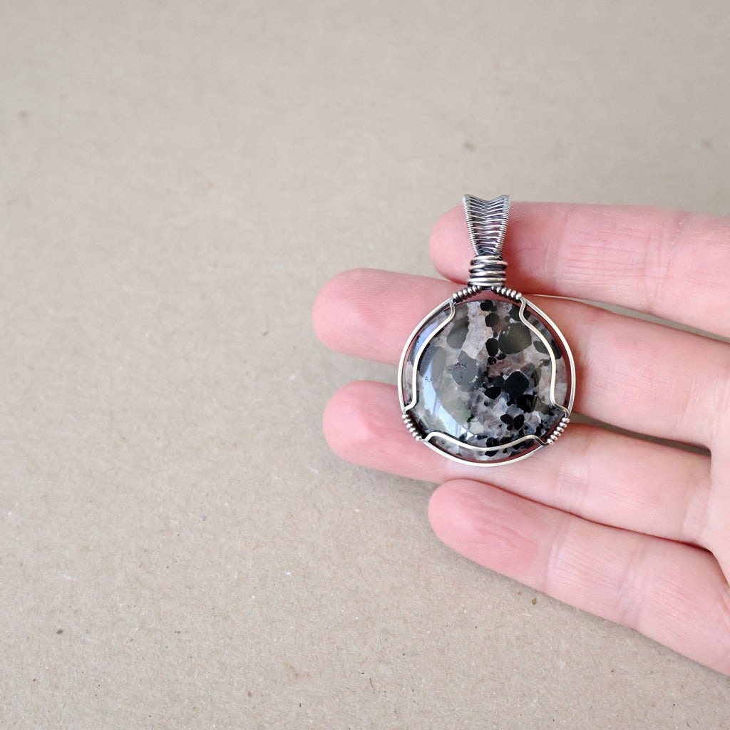 Handcrafted Tourmalinated Quartz Pendant - Talisman of Chiaroscuro