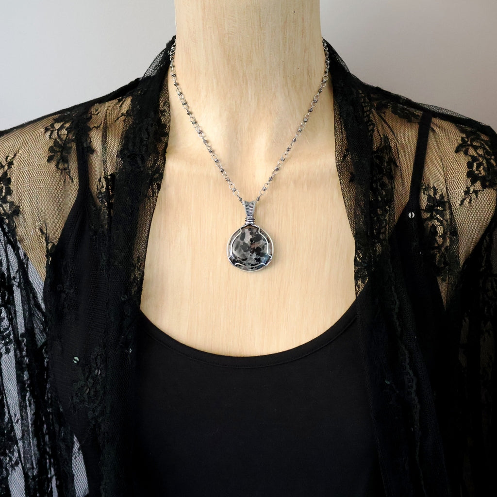 Handcrafted Tourmalinated Quartz Pendant - Talisman of Chiaroscuro