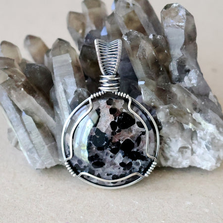 Handcrafted Tourmalinated Quartz Pendant - Talisman of Chiaroscuro