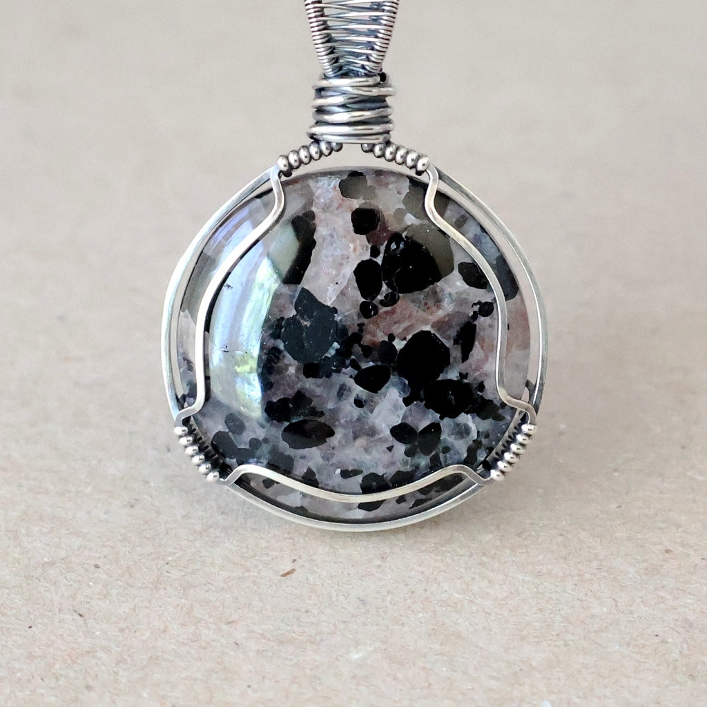 Handcrafted Tourmalinated Quartz Pendant - Talisman of Chiaroscuro