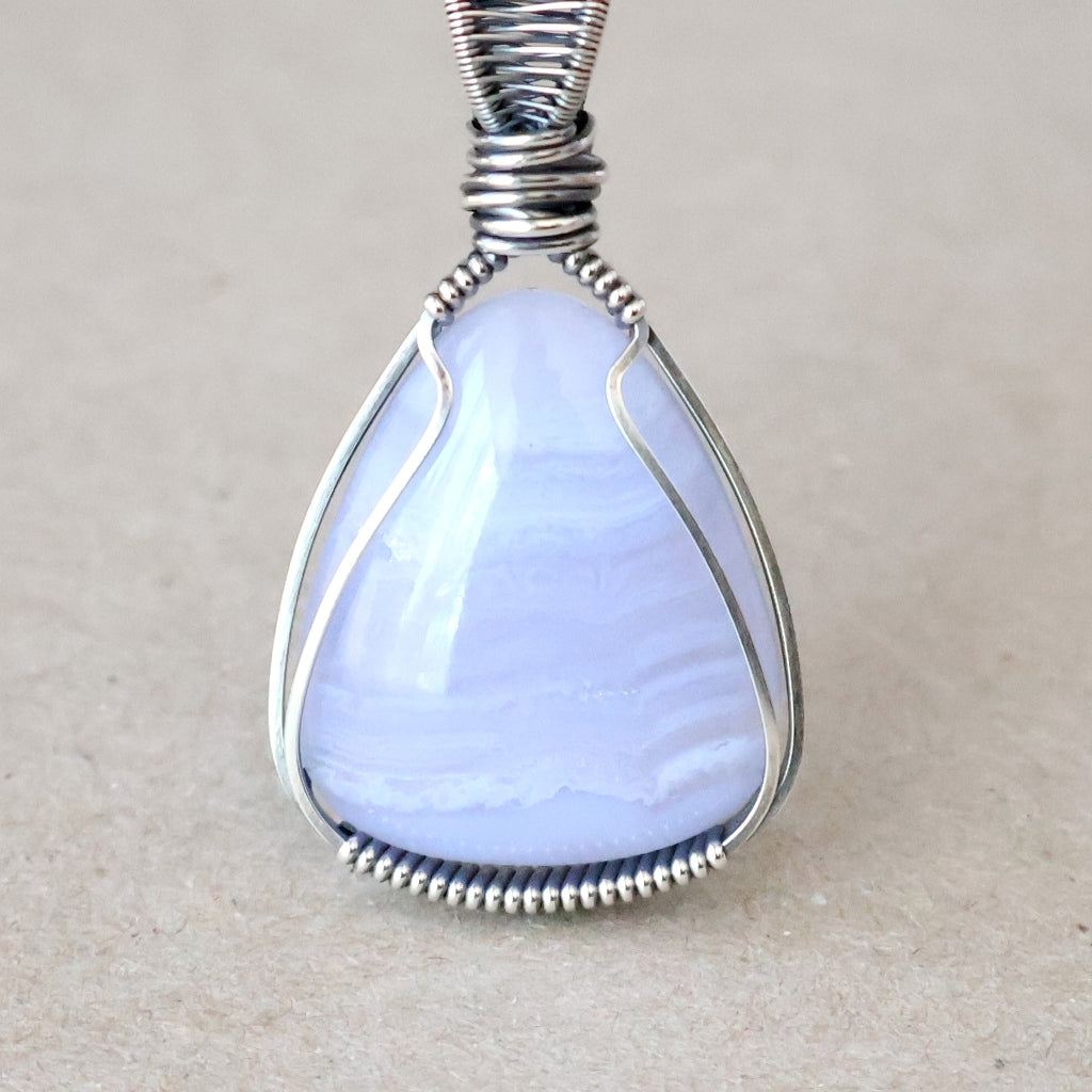 Handcrafted Blue Lace Agate Pendant - Talisman of Clear Communication