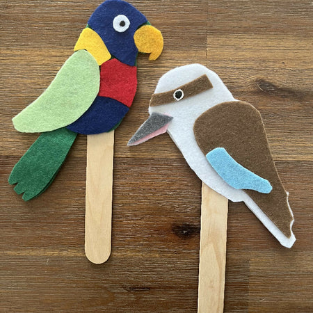 Rainbow Lorikeet and Kookaburra - Stick Puppets