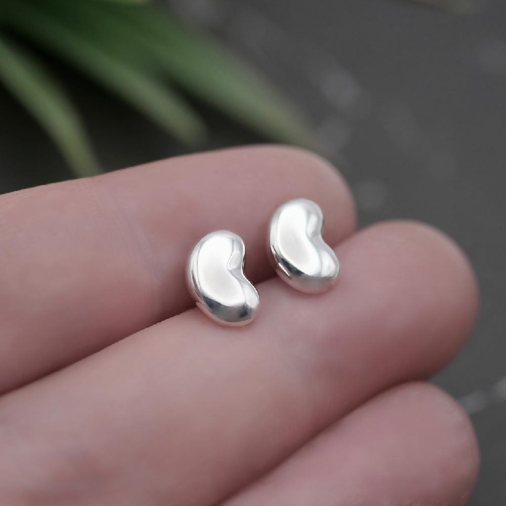 bean studs sterling silver hand sml