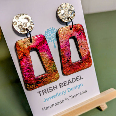 Metallic pink & gold statement earrings