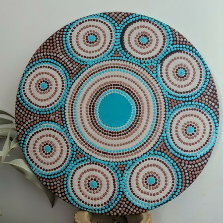 Muru Saltwater Path  Round Dot Painting - Canvas Board