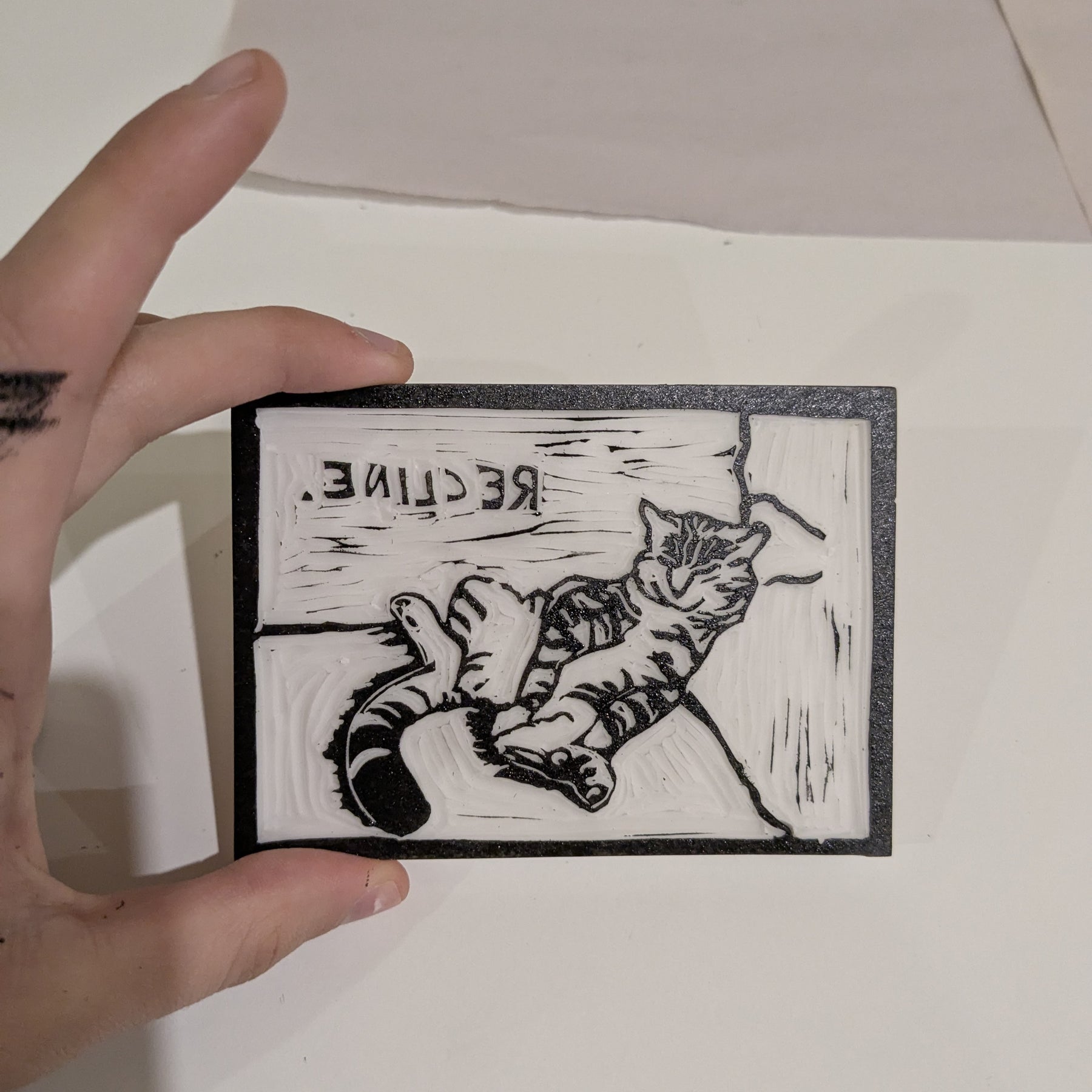 Brambles Reclining - original lino print