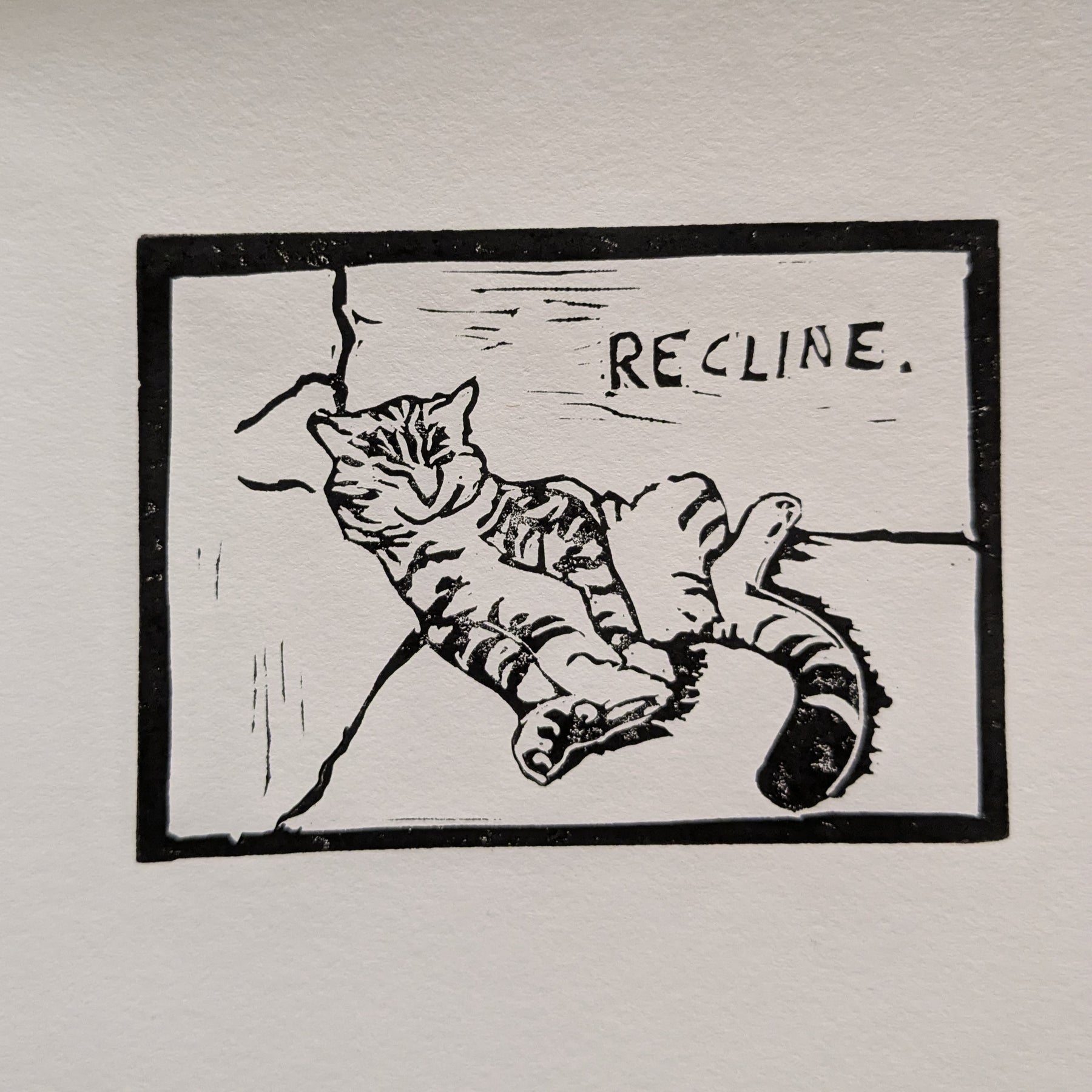 Brambles Reclining - original lino print