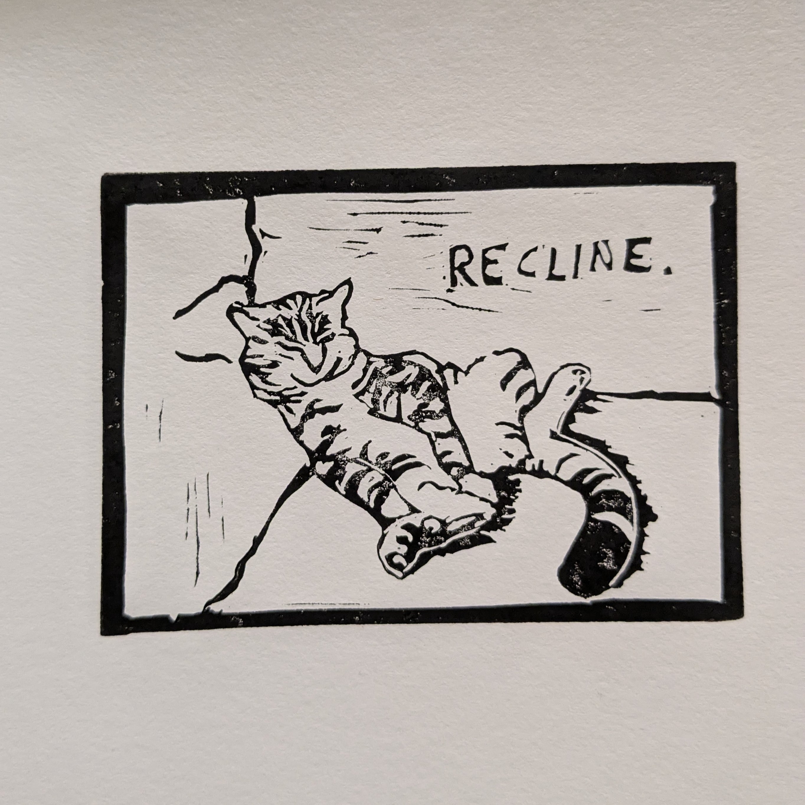 Brambles Reclining - original lino print