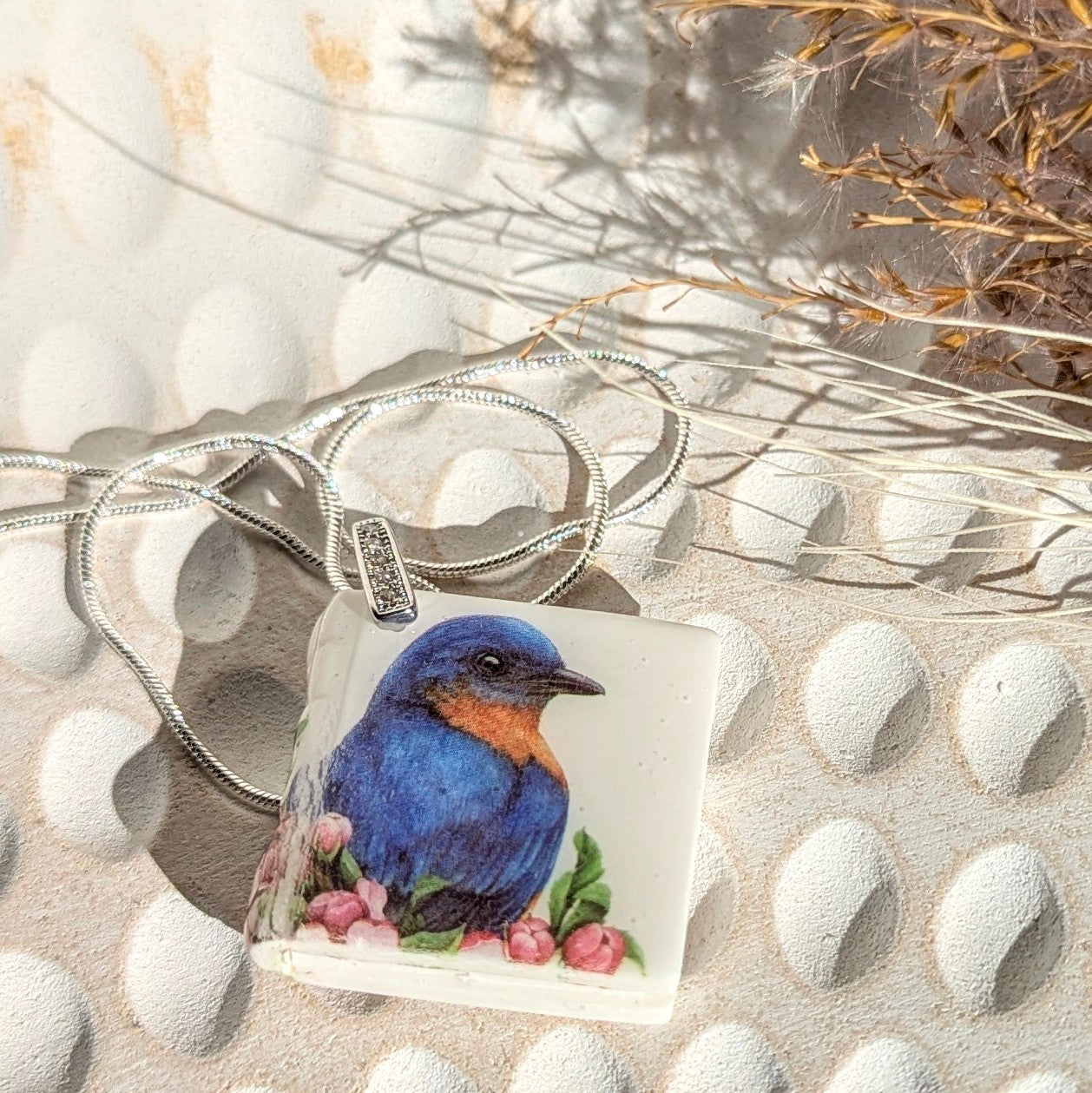 Bird Book Pendant and Earrings.