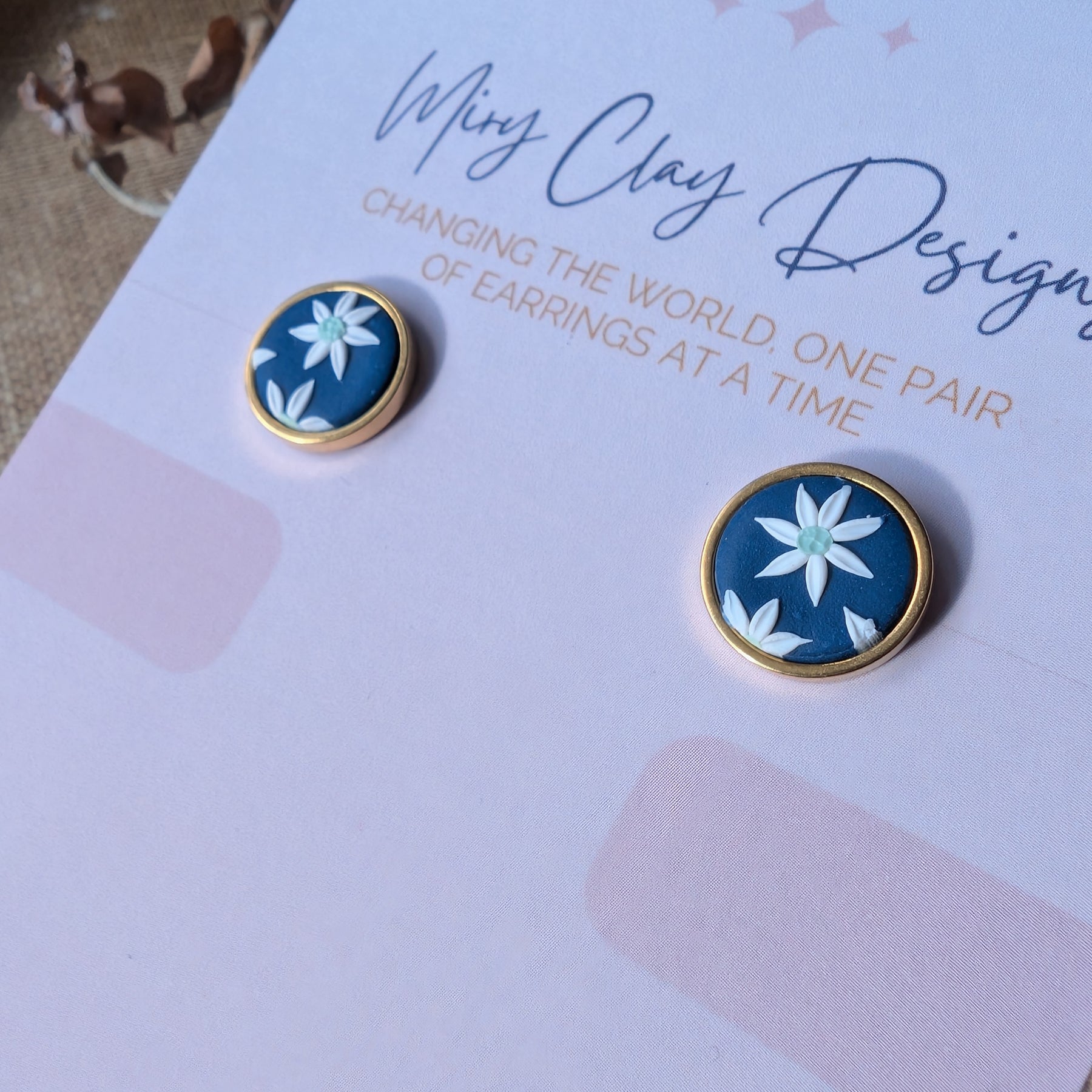 Mini Flannel Flower Studs