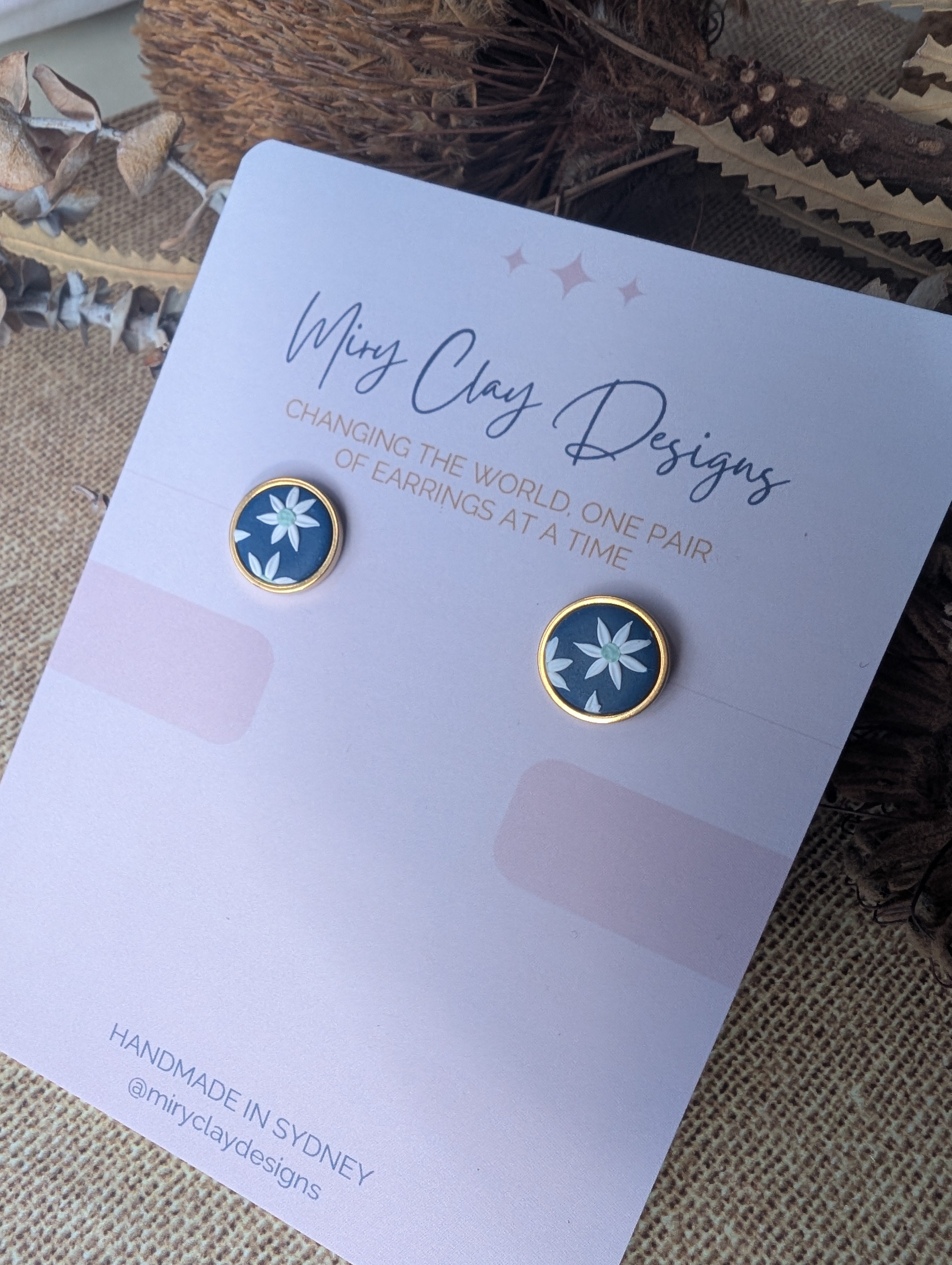 Mini Flannel Flower Studs