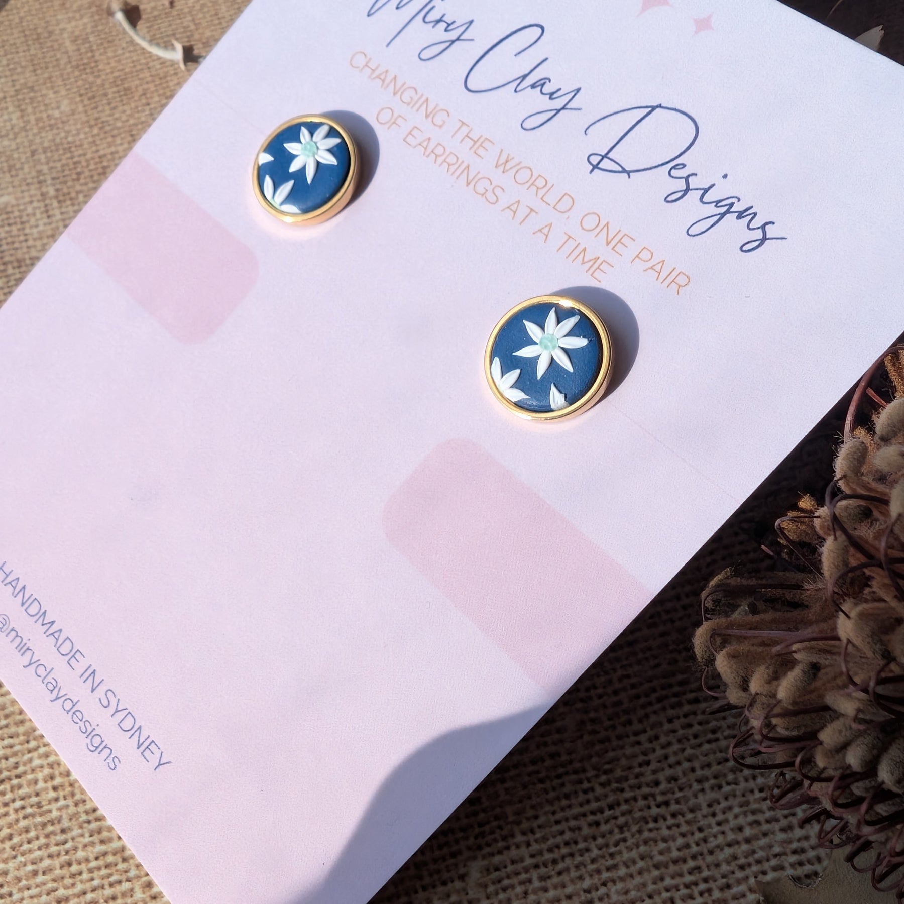 Mini Flannel Flower Studs