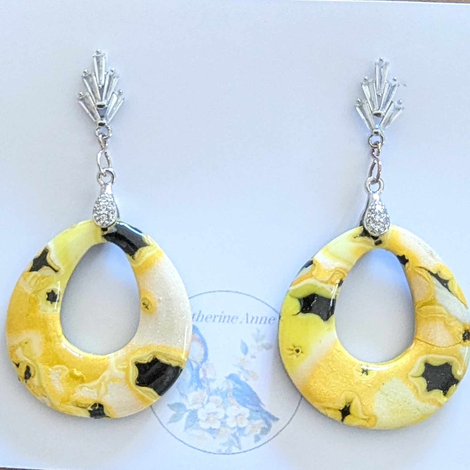 Yellow and Black Drop Earrings