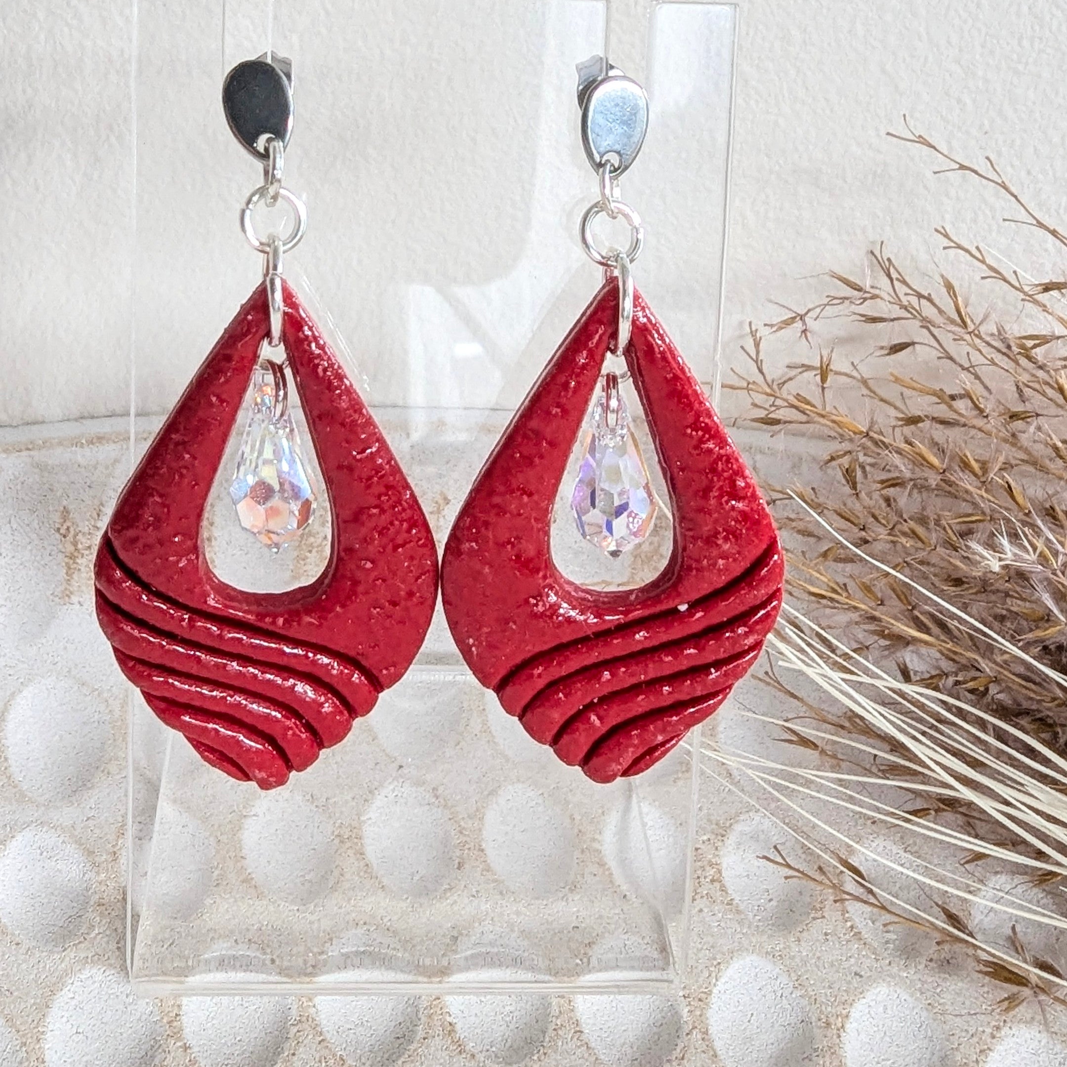 Pretty Coloured Earrings With Swarovski Crystal  Drop