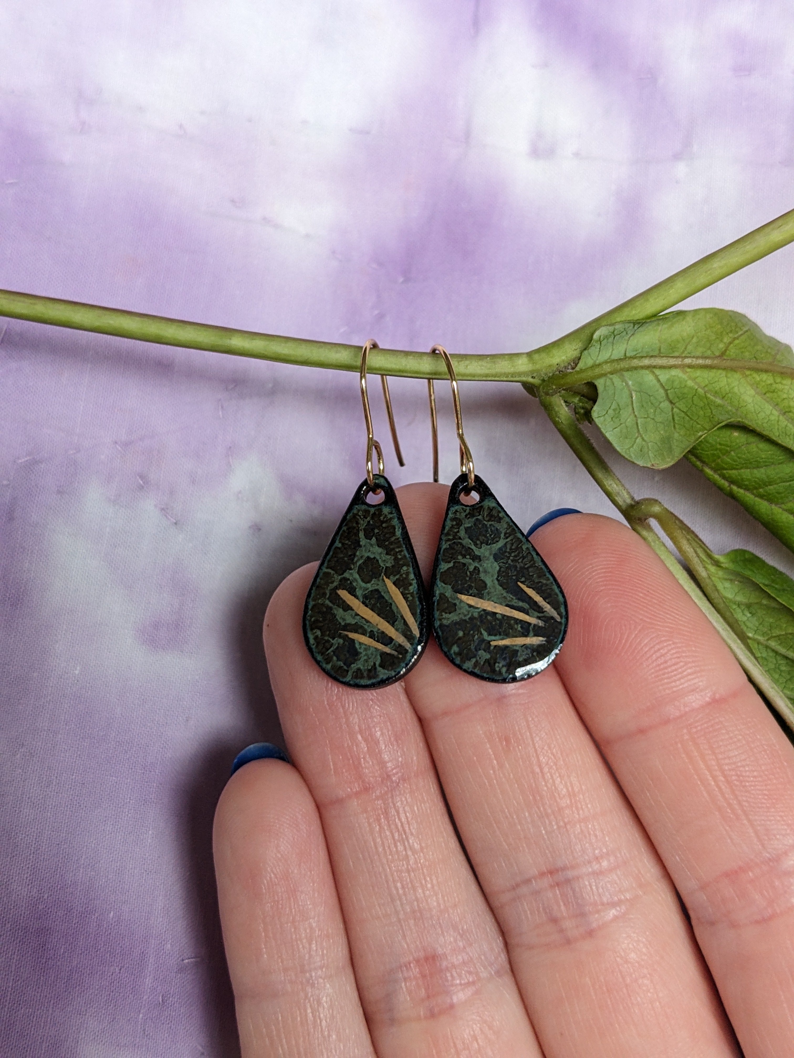Ceramic Teardrop Pond Earrings