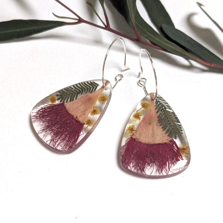 Australian made Flowering gum and wattle earrings
