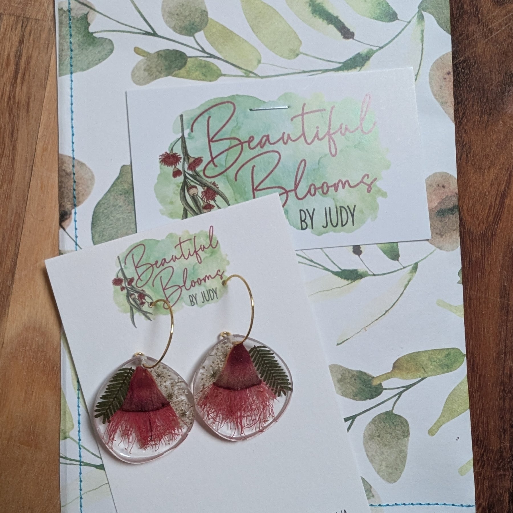 Salmon pink flowering gum earrings