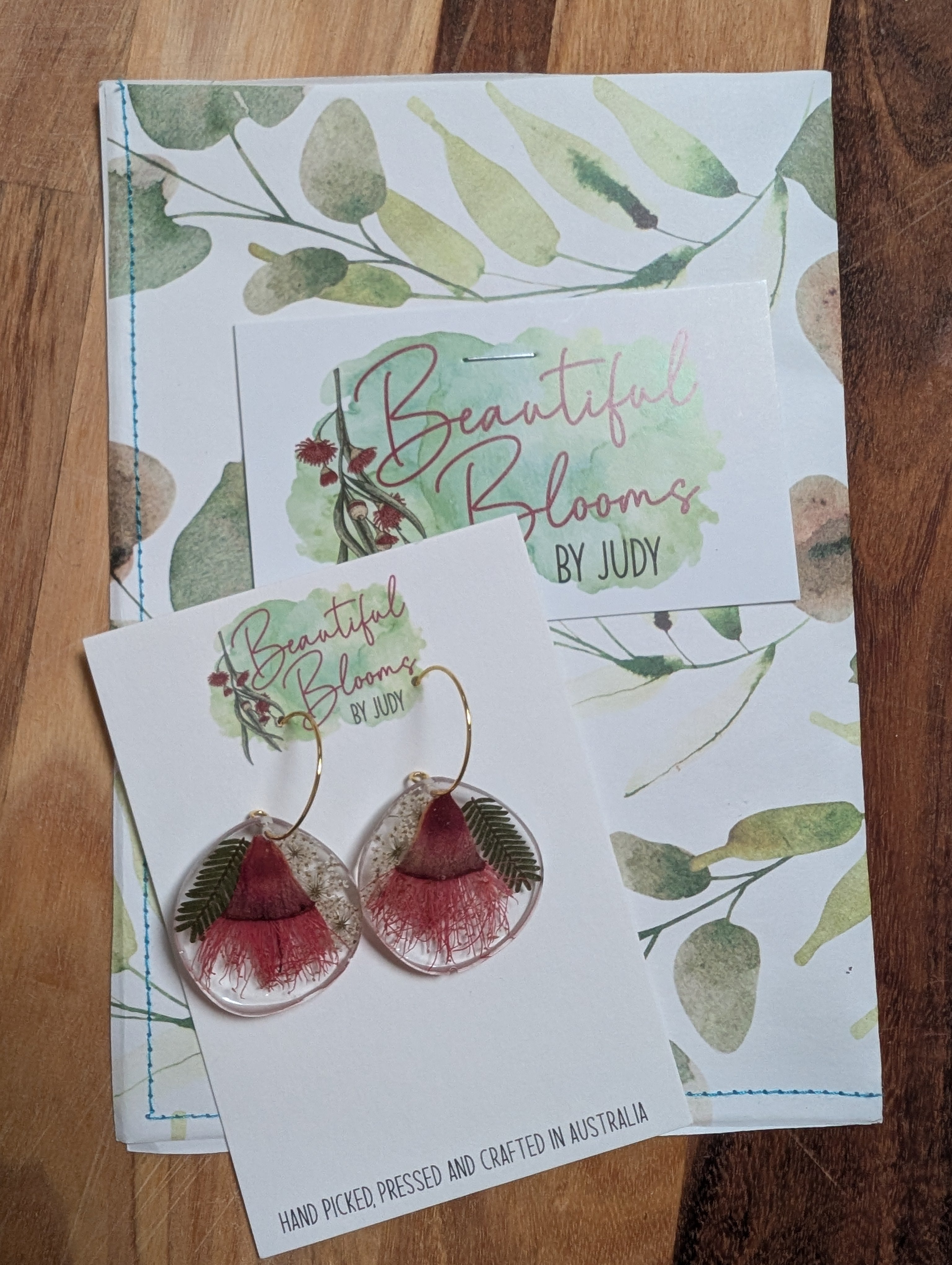 Salmon pink flowering gum earrings