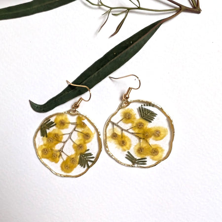 Australian wattle earrings, handmade