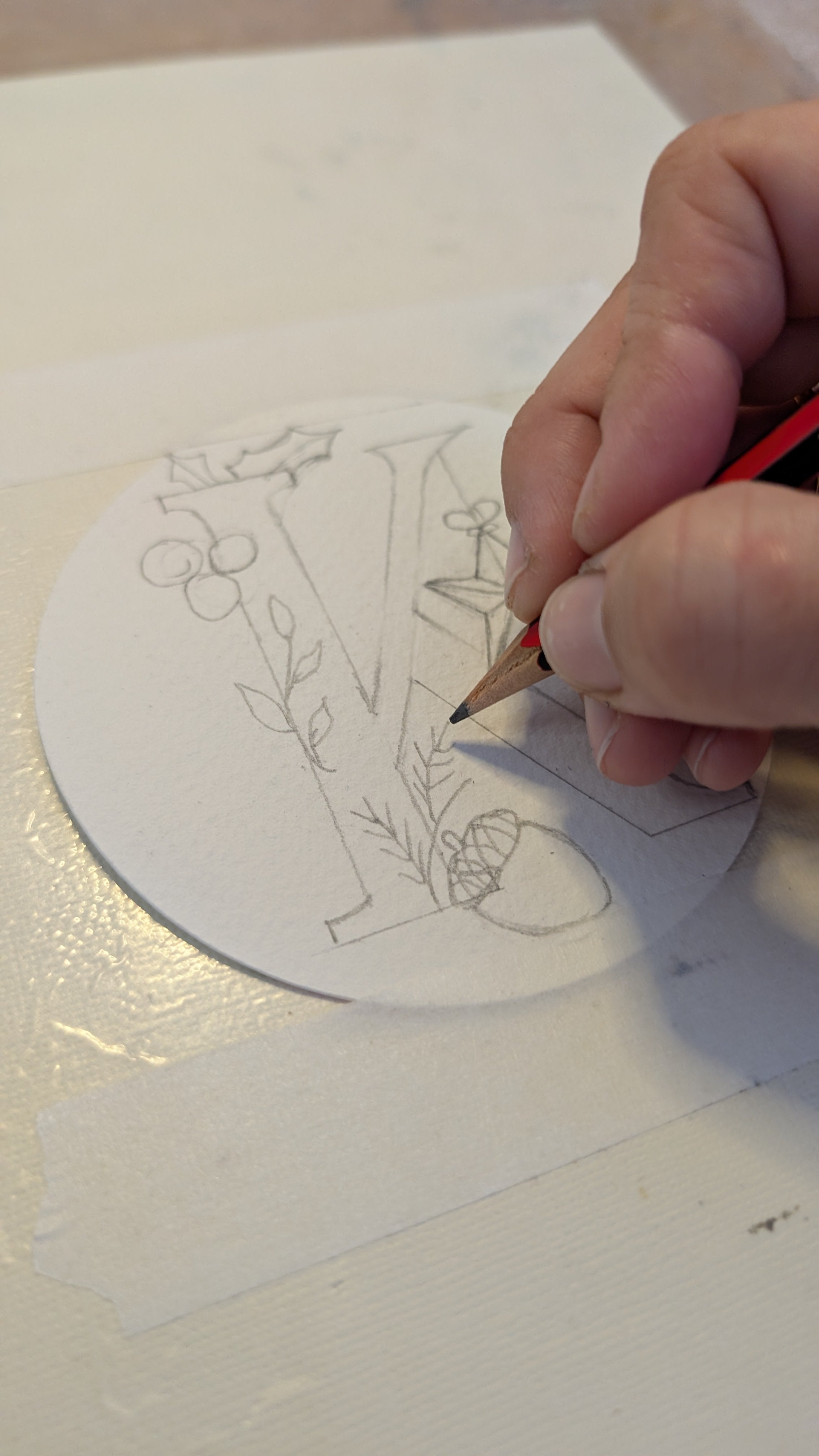 Hand-Painted Custom Single Initial Christmas Tag