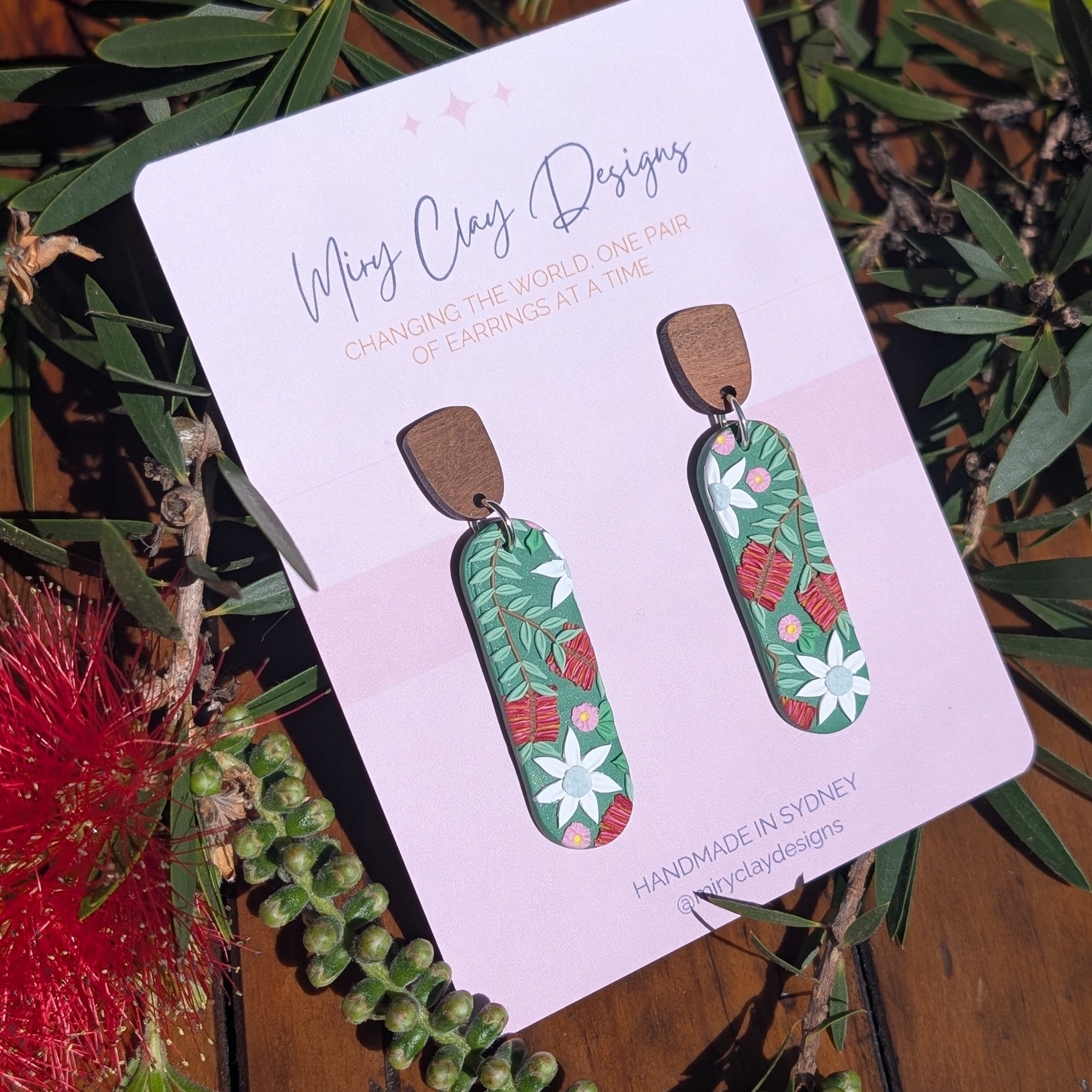 Green Native narrow Dangle