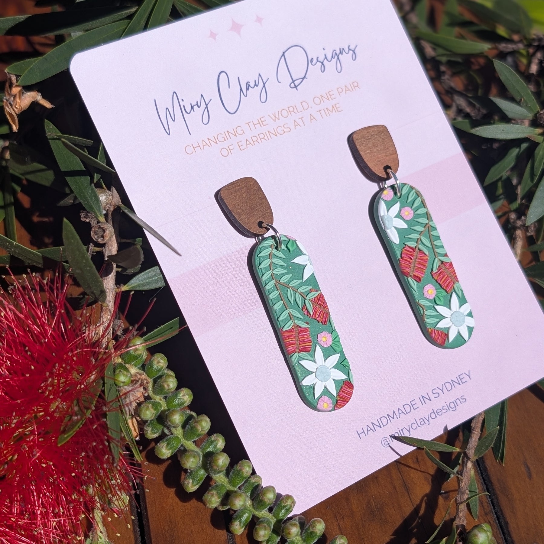 Green Native narrow Dangle