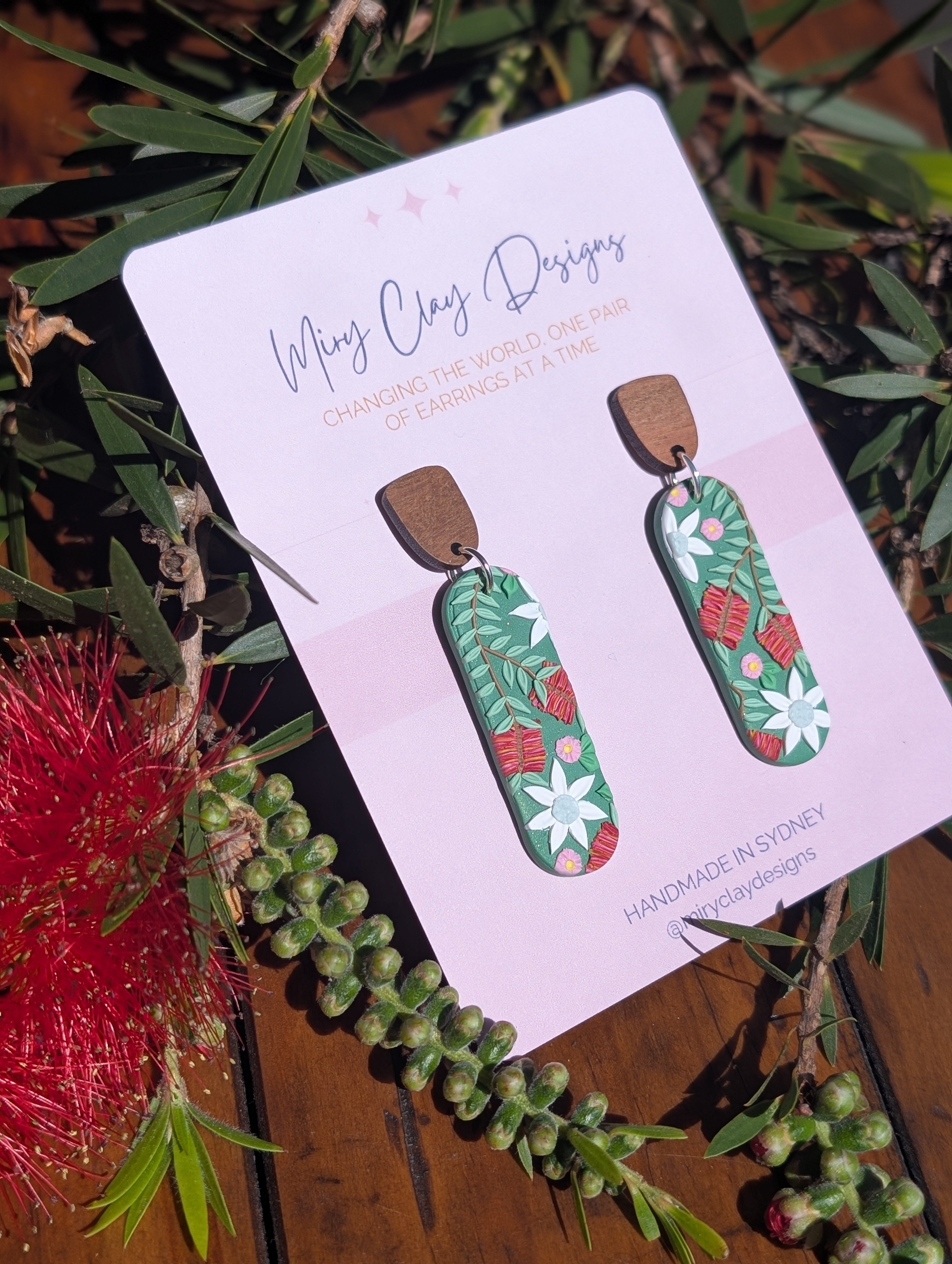 Green Native narrow Dangle