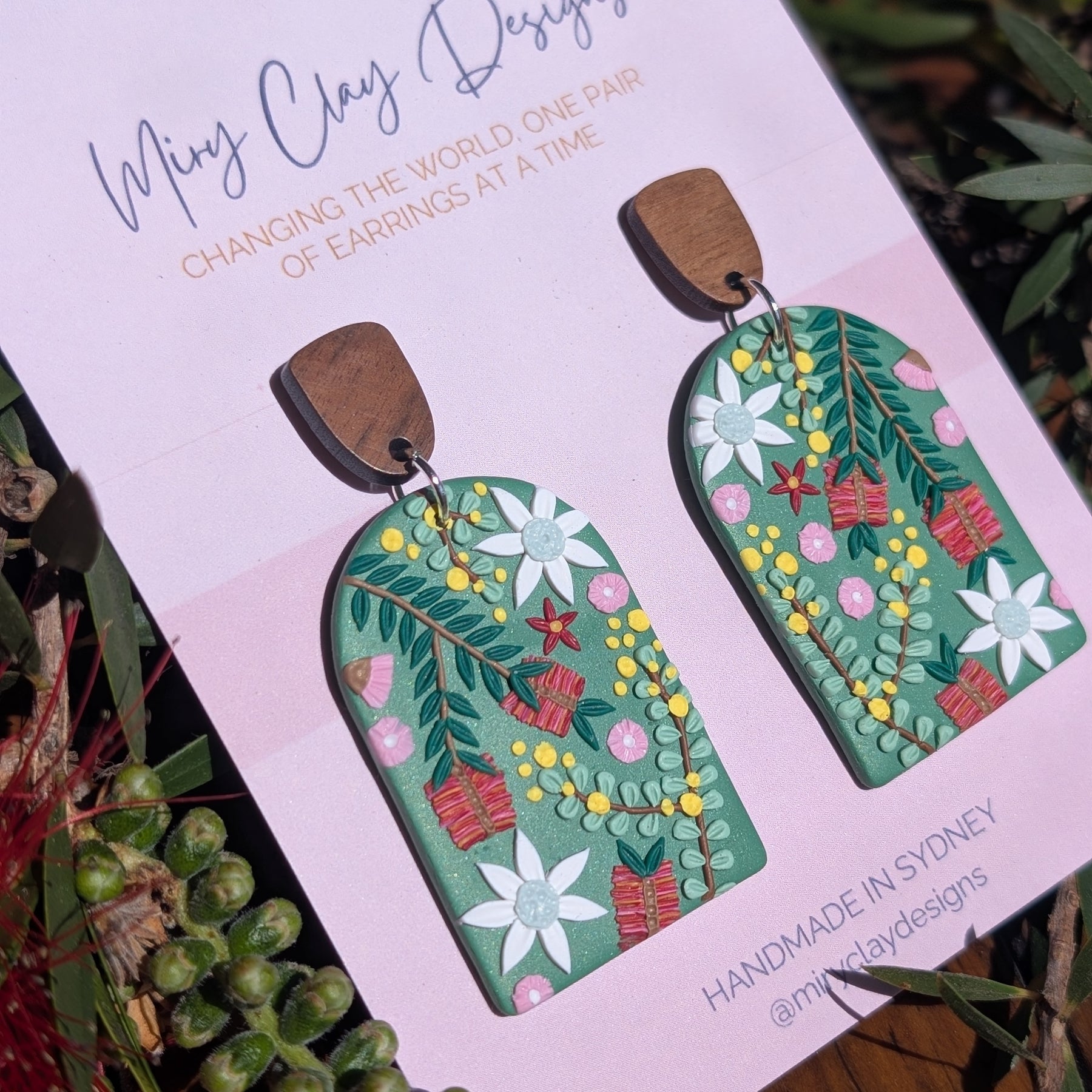 Green Native Large Arch Dangle