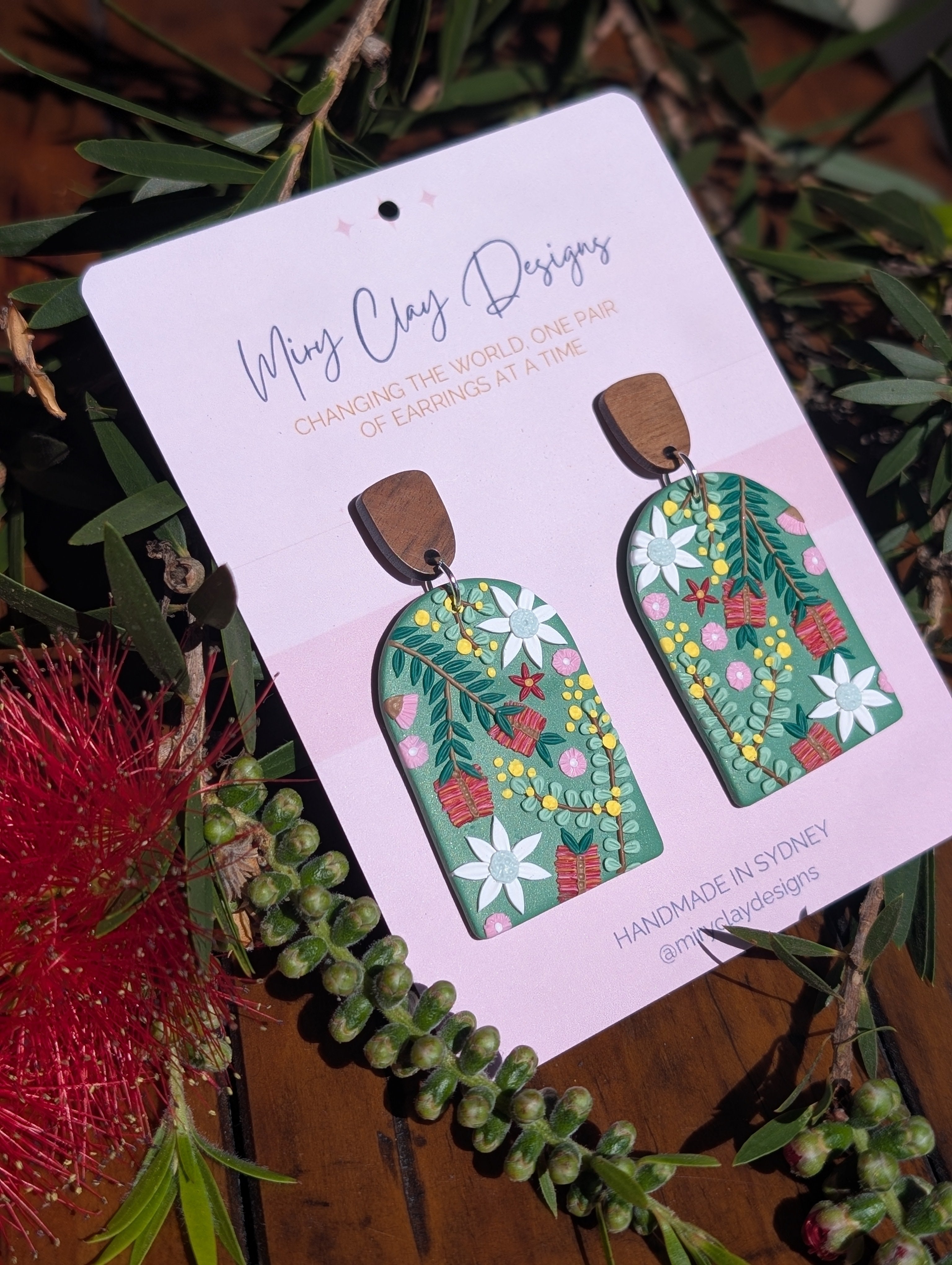 Green Native Large Arch Dangle