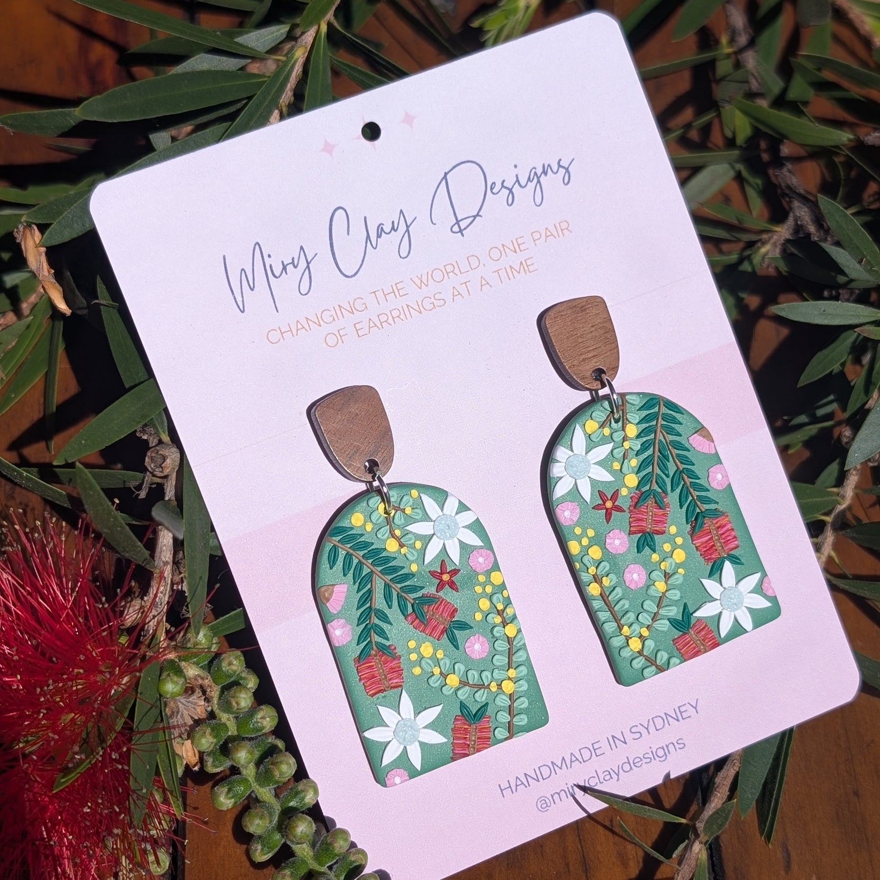 Green Native Large Arch Dangle