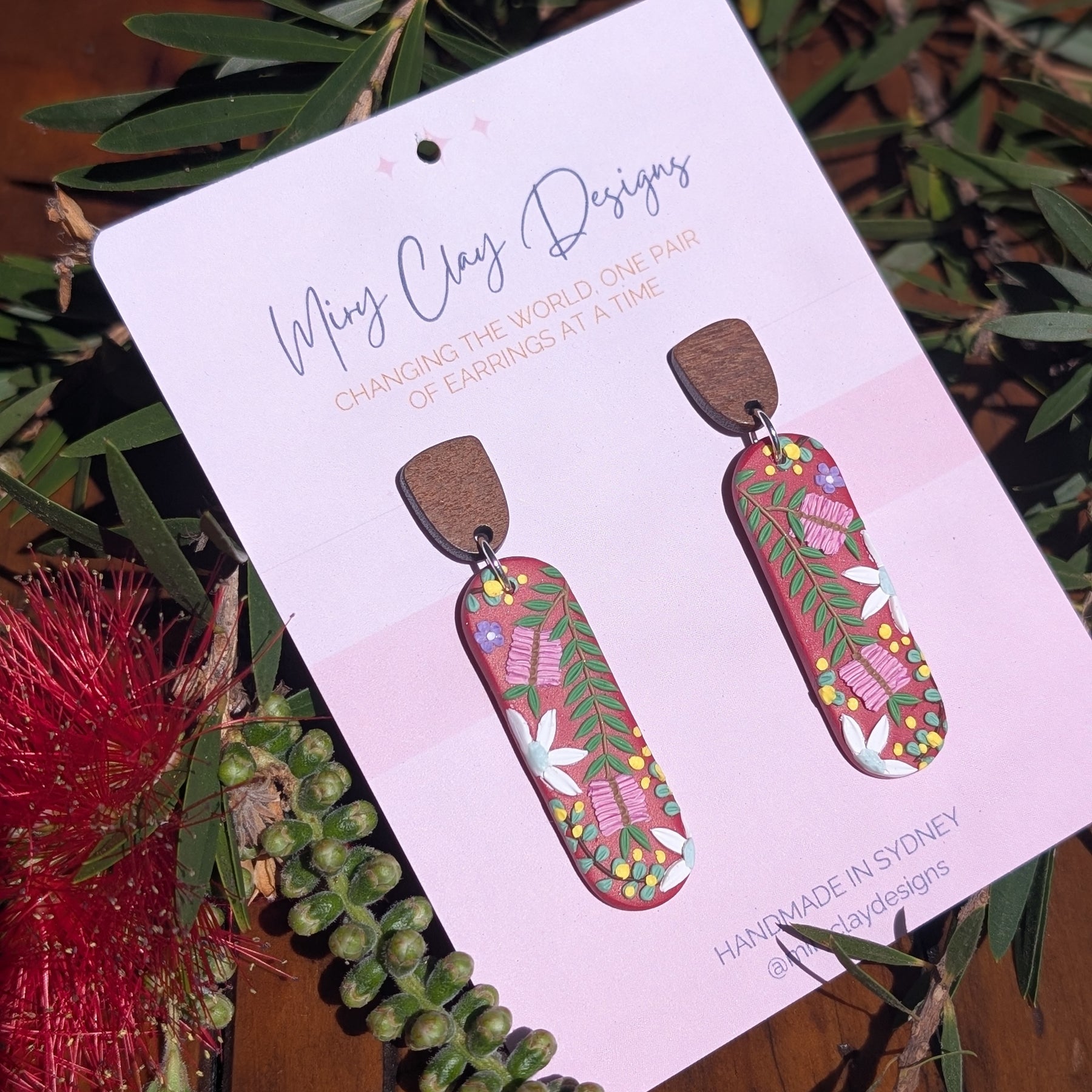 Red Native narrow Dangle