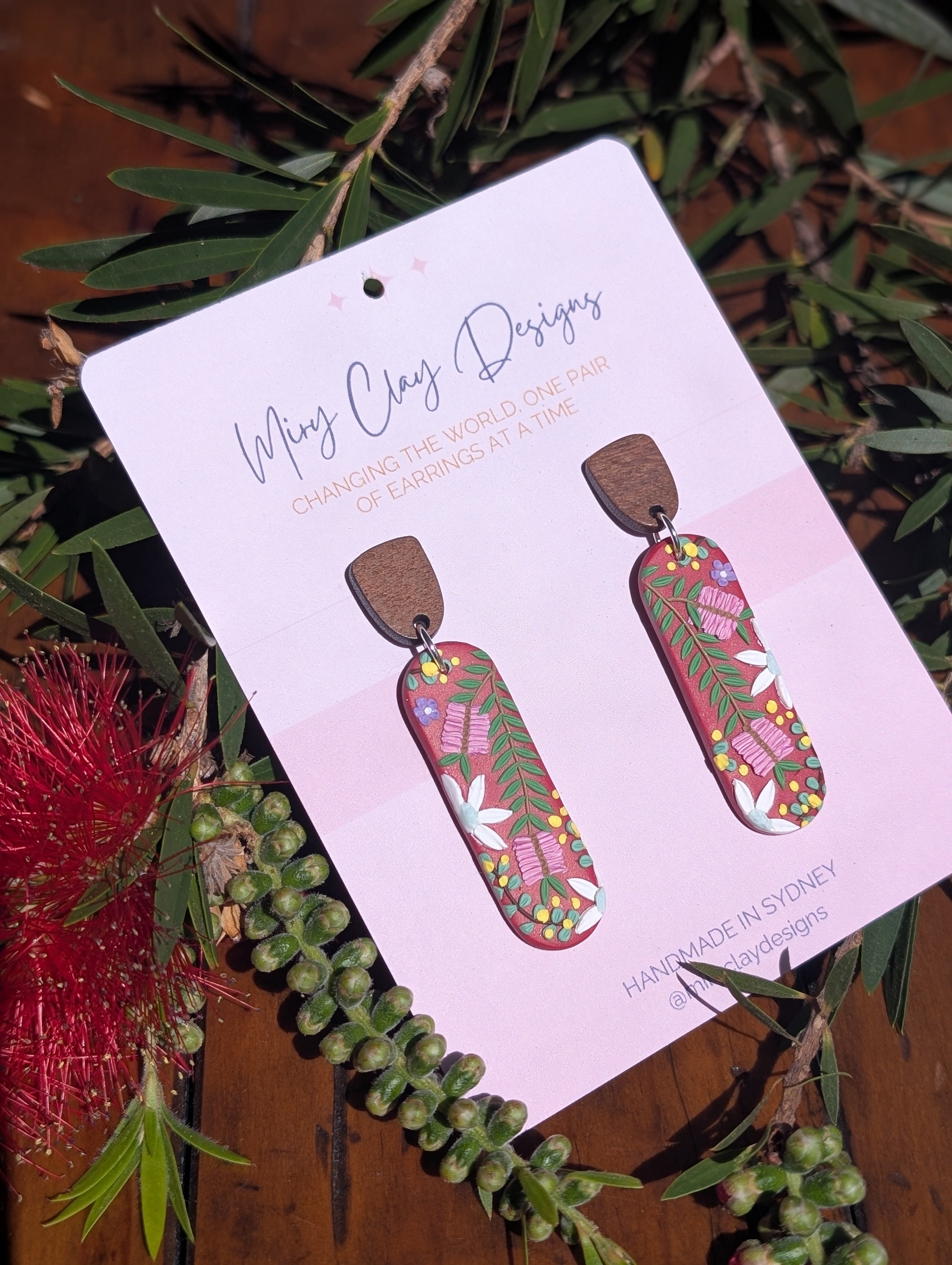 Red Native narrow Dangle