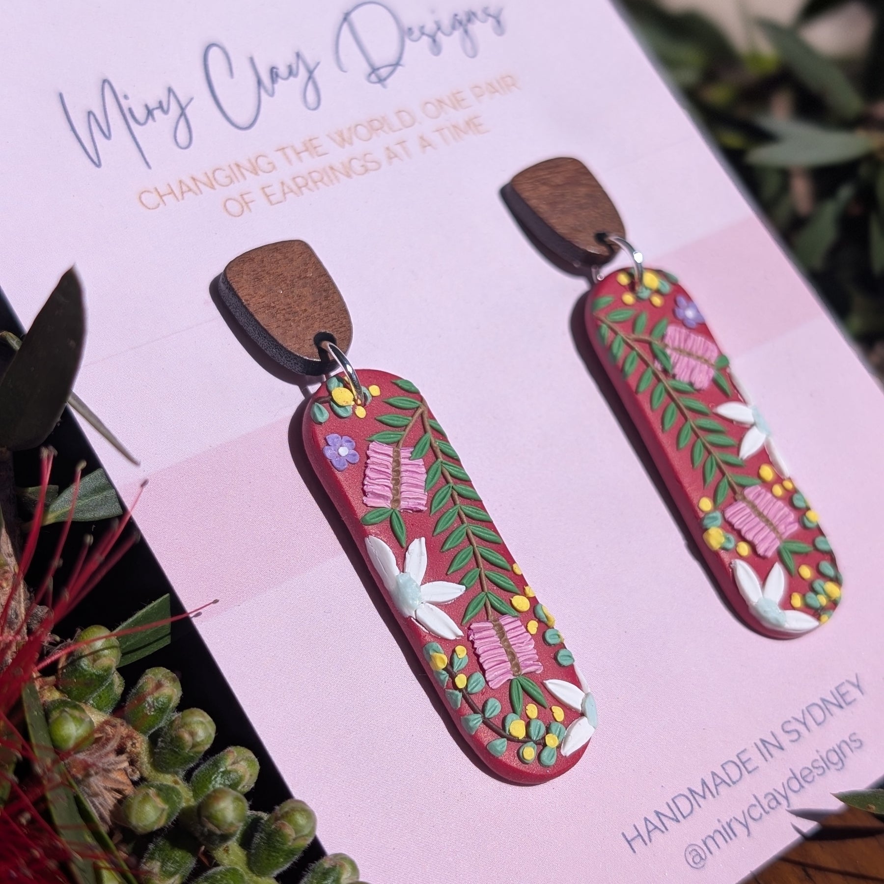 Red Native narrow Dangle