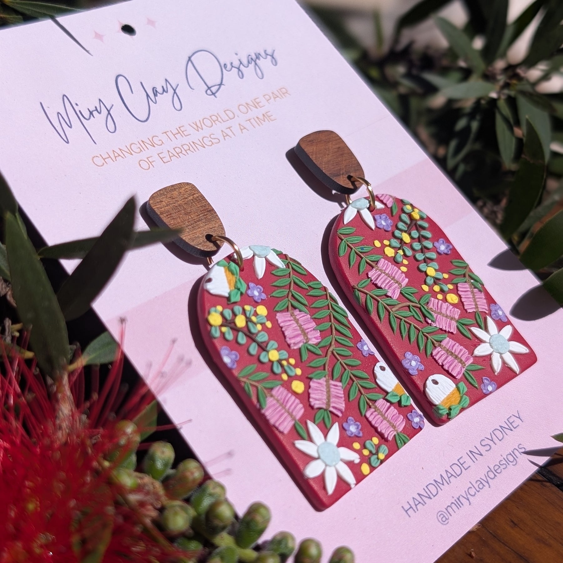 Red Native large Arch Dangle