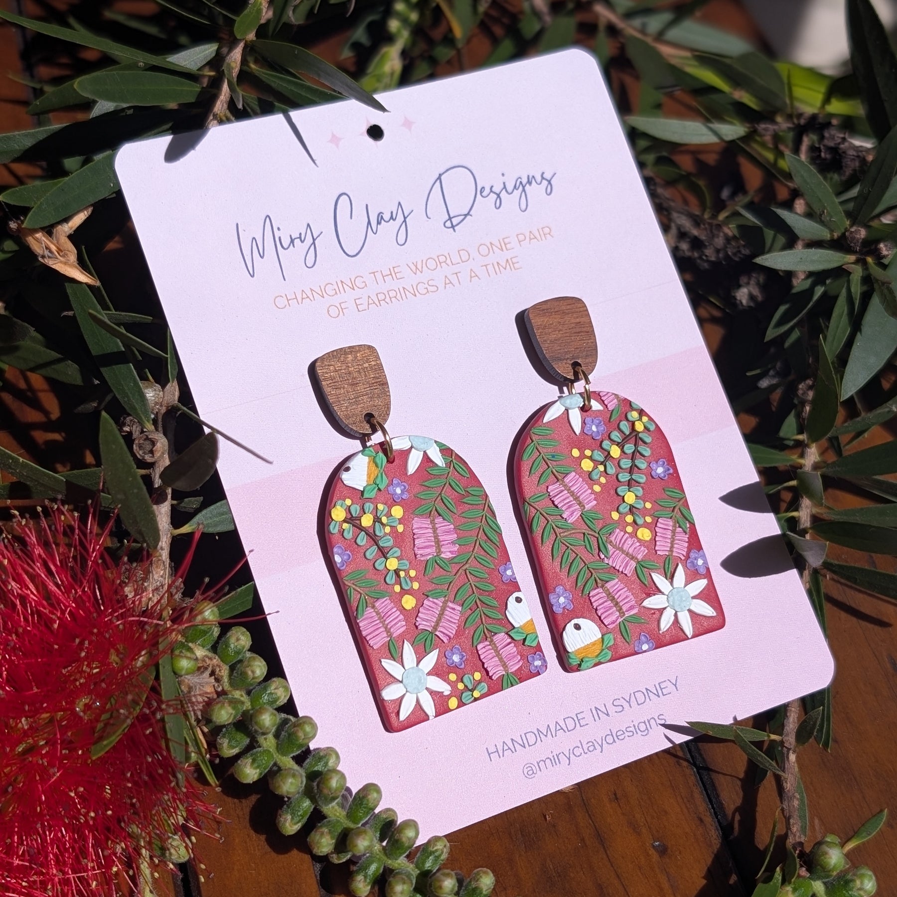 Red Native large Arch Dangle