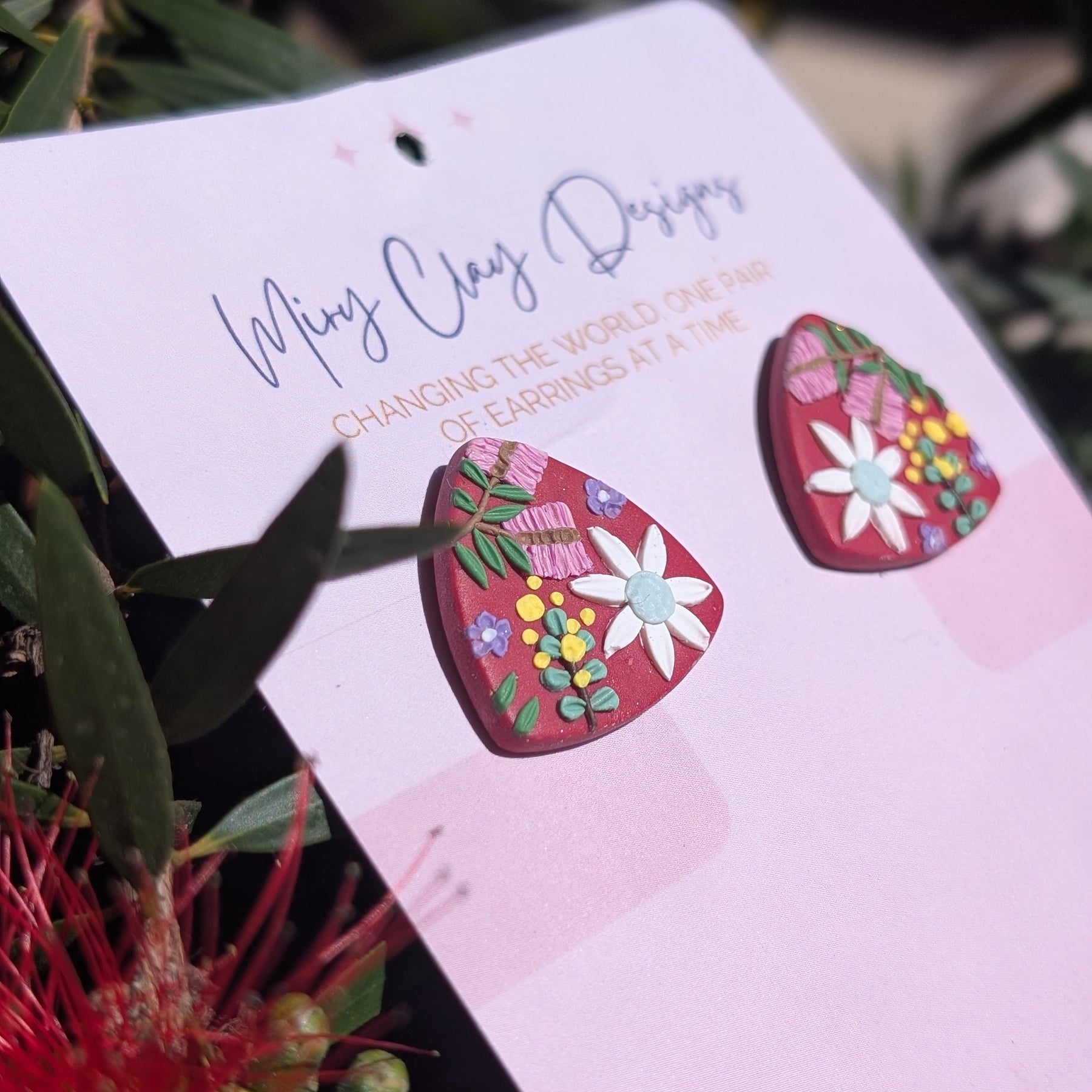 Red Native Statement Stud