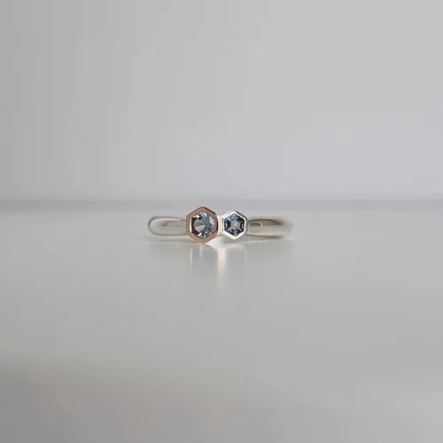 handmade duo hex spinel ring | engagement ring