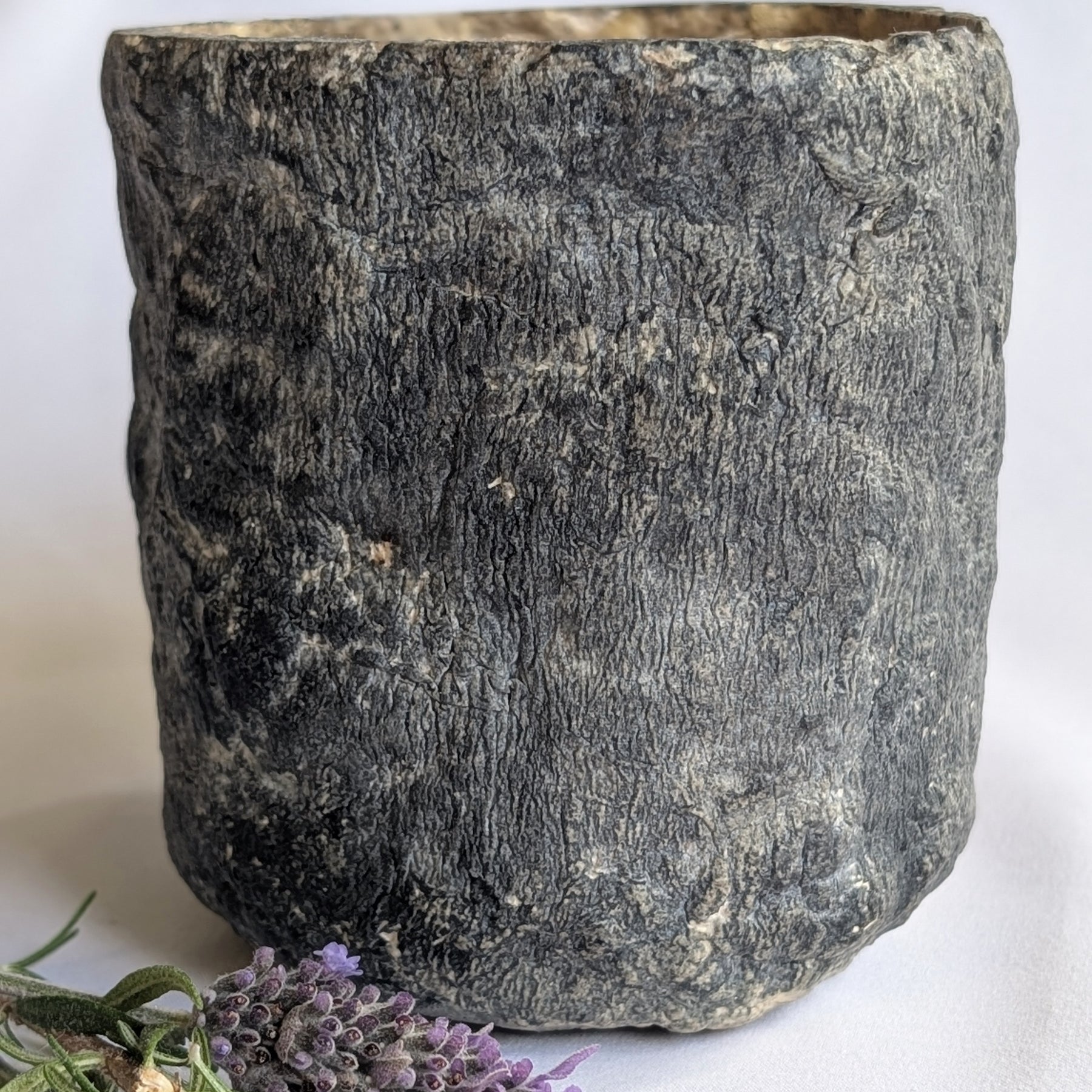 Handmade Paper Clay Vase – Charcoal Stone Finish