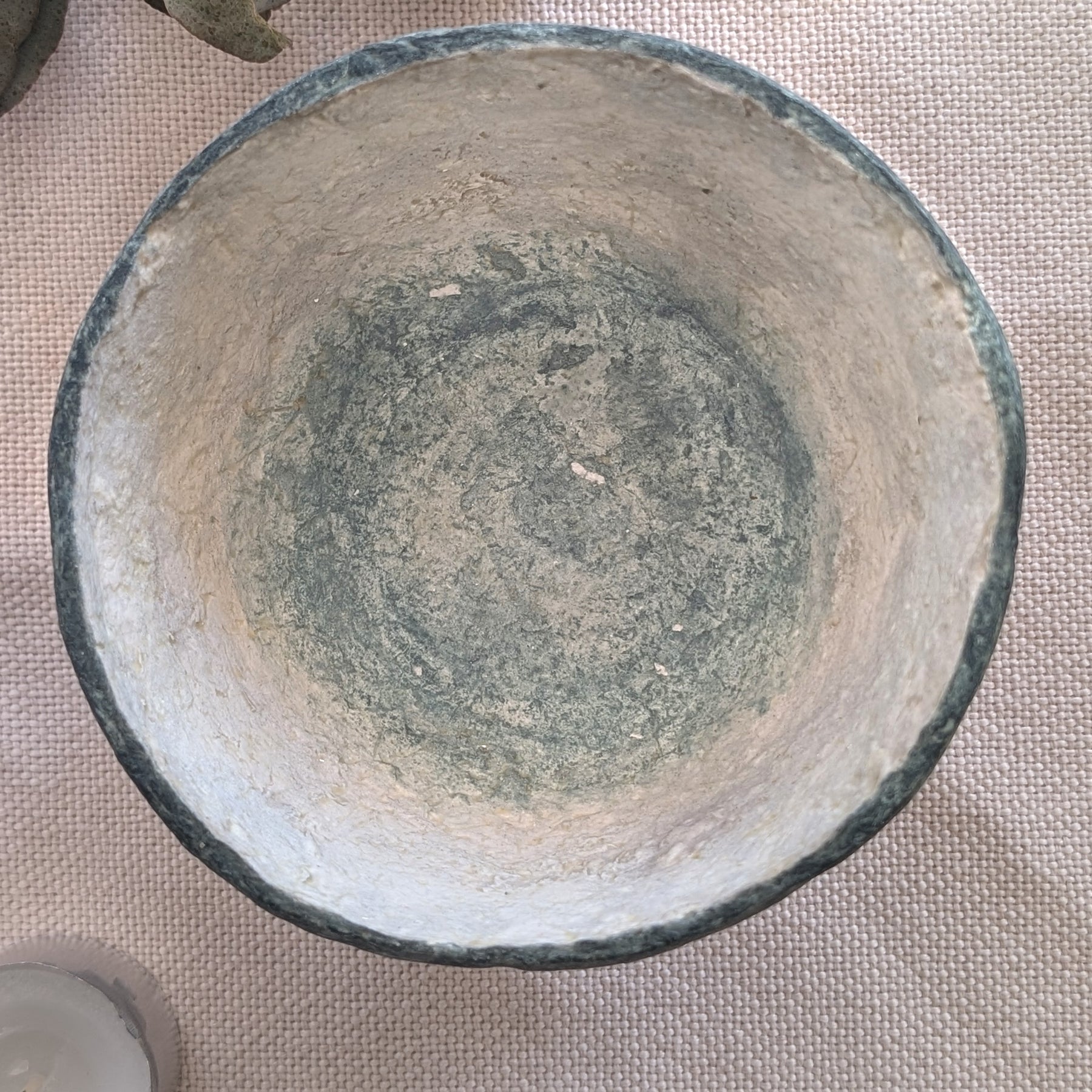 Paper Clay Small Pedestal Bowl - Moss Green