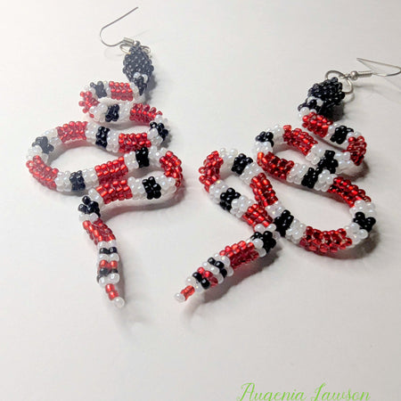 Handwoven Glass Bead Snake Earrings – Beadweaving Statement Jewellery Gift