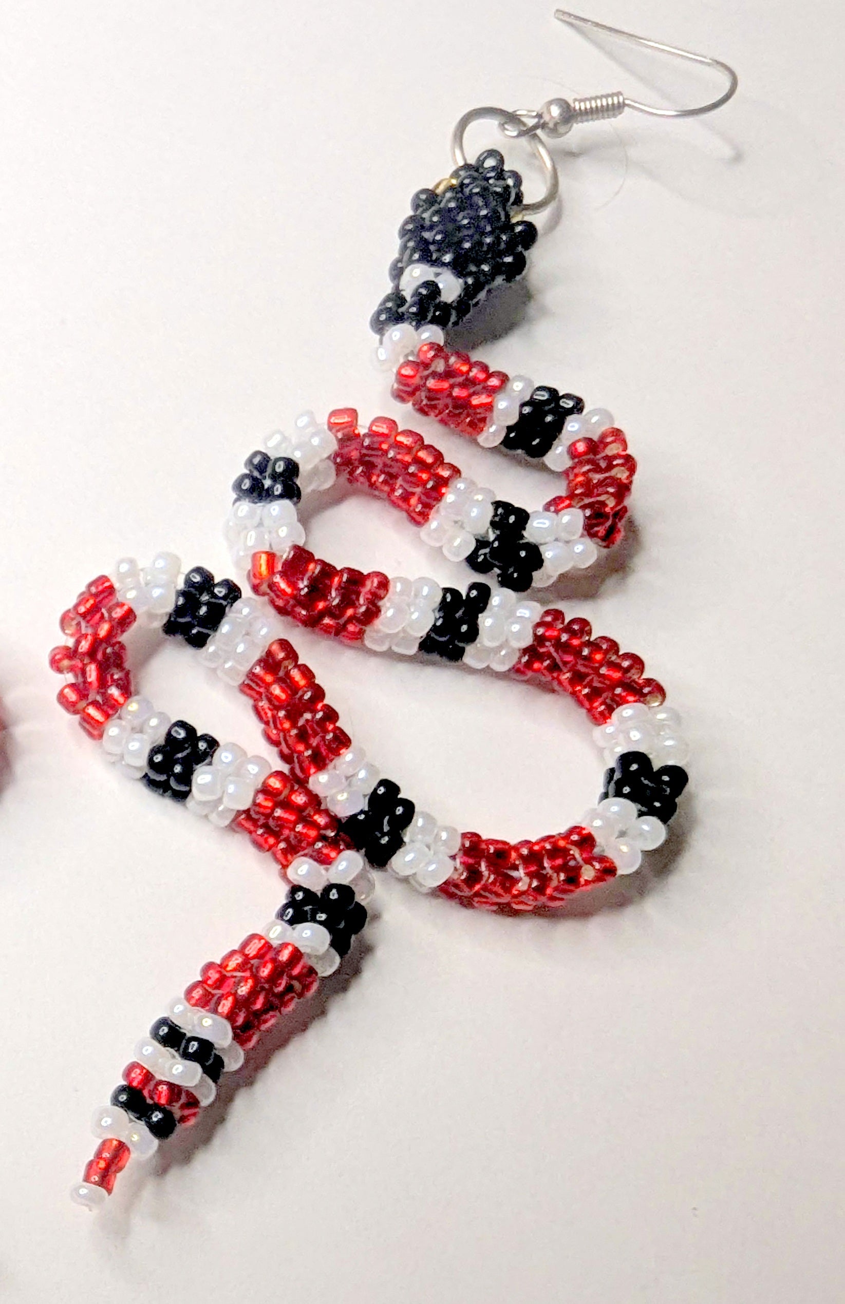 Handwoven Glass Bead Snake Earrings – Beadweaving Statement Jewellery Gift