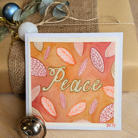 “Peace” Christmas Card – Original Floral Watercolour & Ink