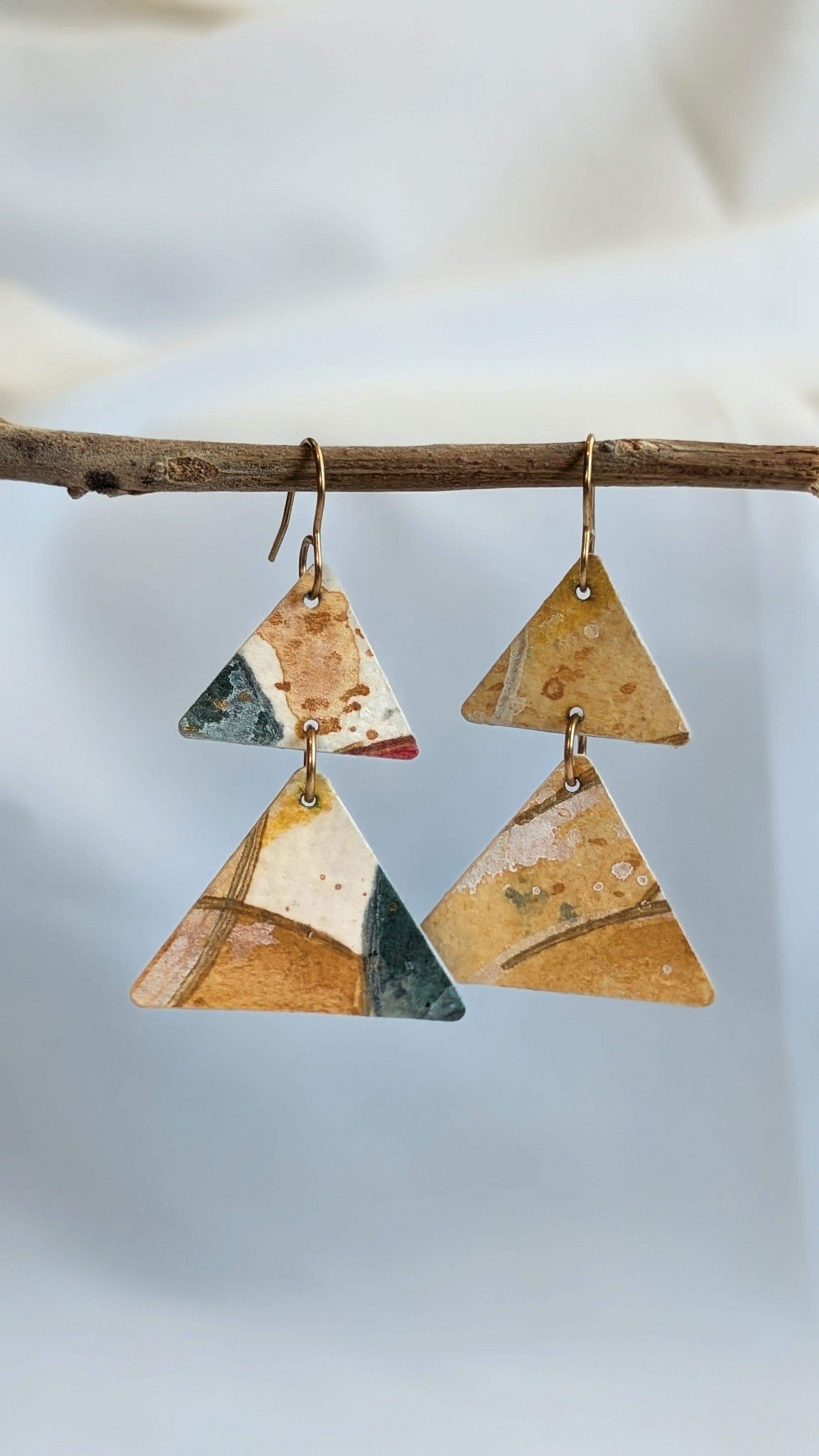 Christmas Tree Earrings – Hand-Painted Sustainable Paper Jewellery