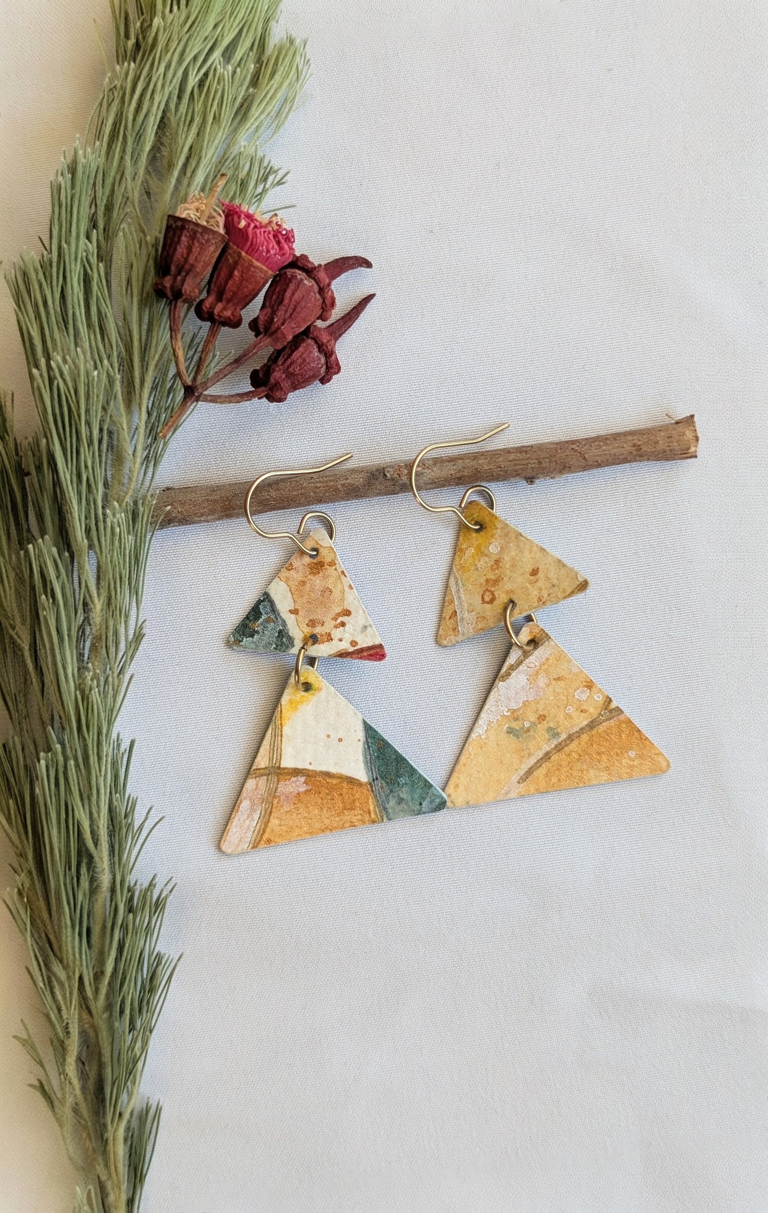 Christmas Tree Earrings – Hand-Painted Sustainable Paper Jewellery