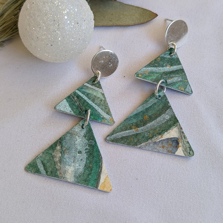 Christmas Tree Earrings – Hand-Painted Sustainable Paper Jewellery