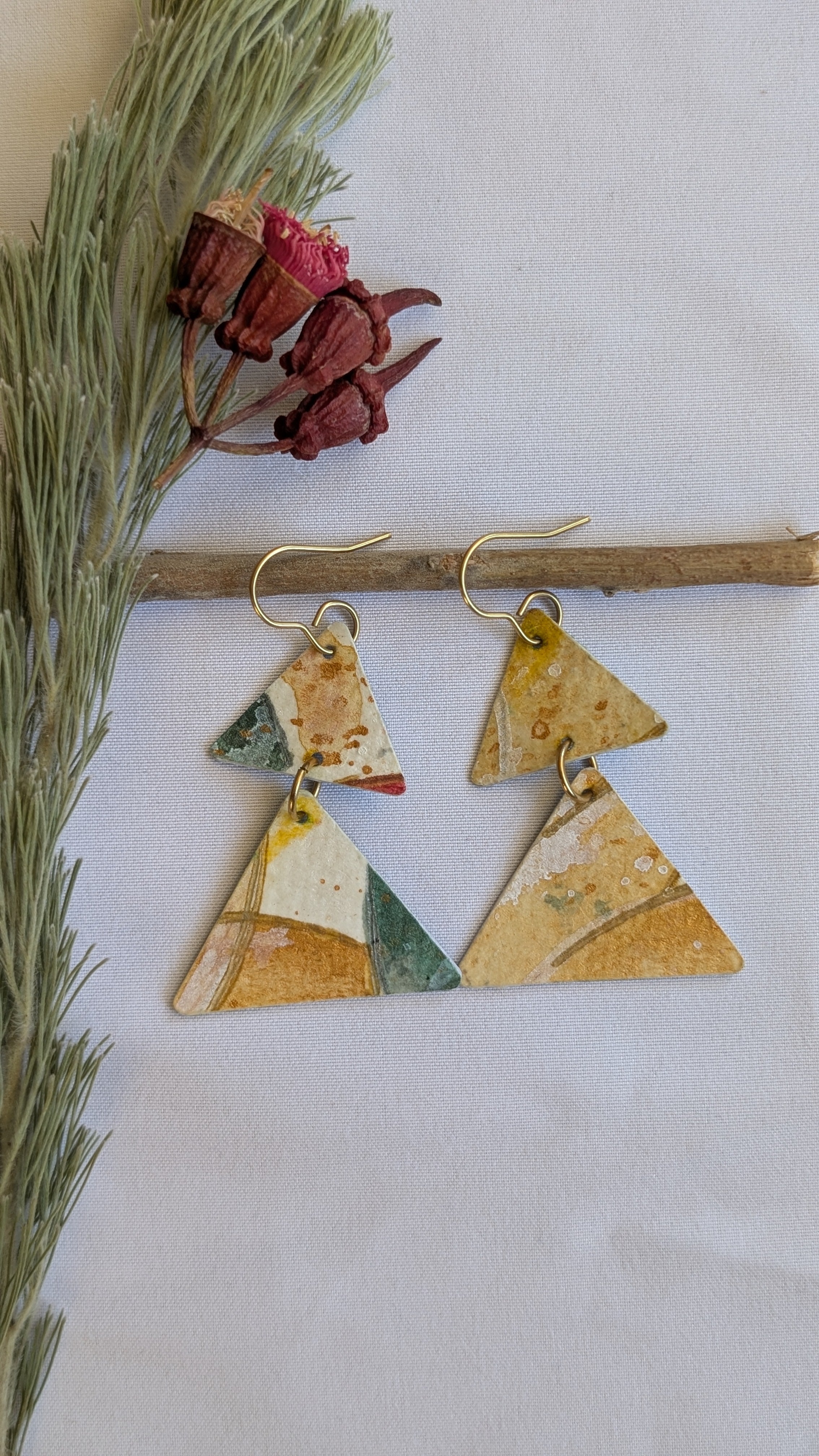 Christmas Tree Earrings – Hand-Painted Sustainable Paper Jewellery