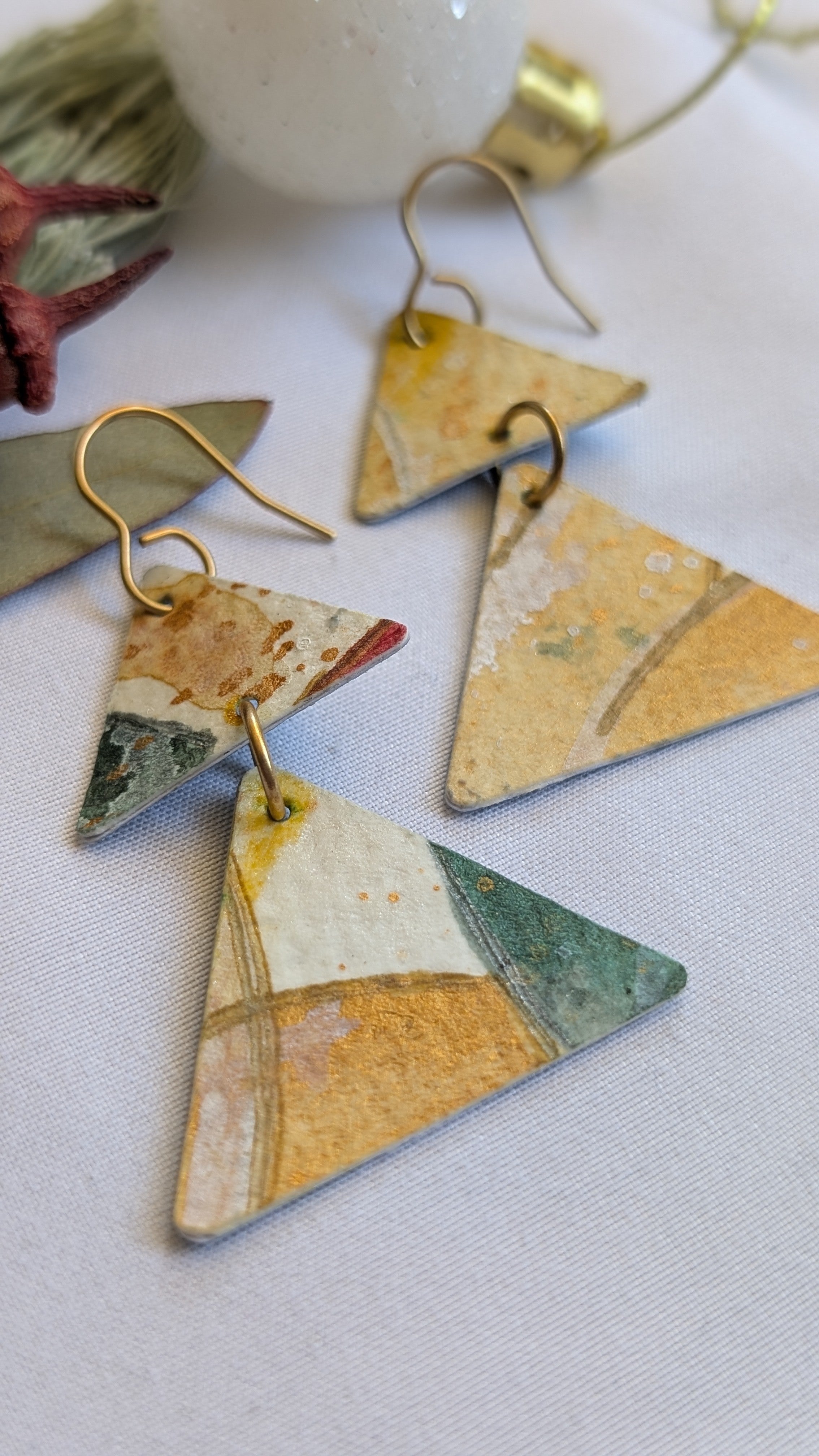 Christmas Tree Earrings – Hand-Painted Sustainable Paper Jewellery