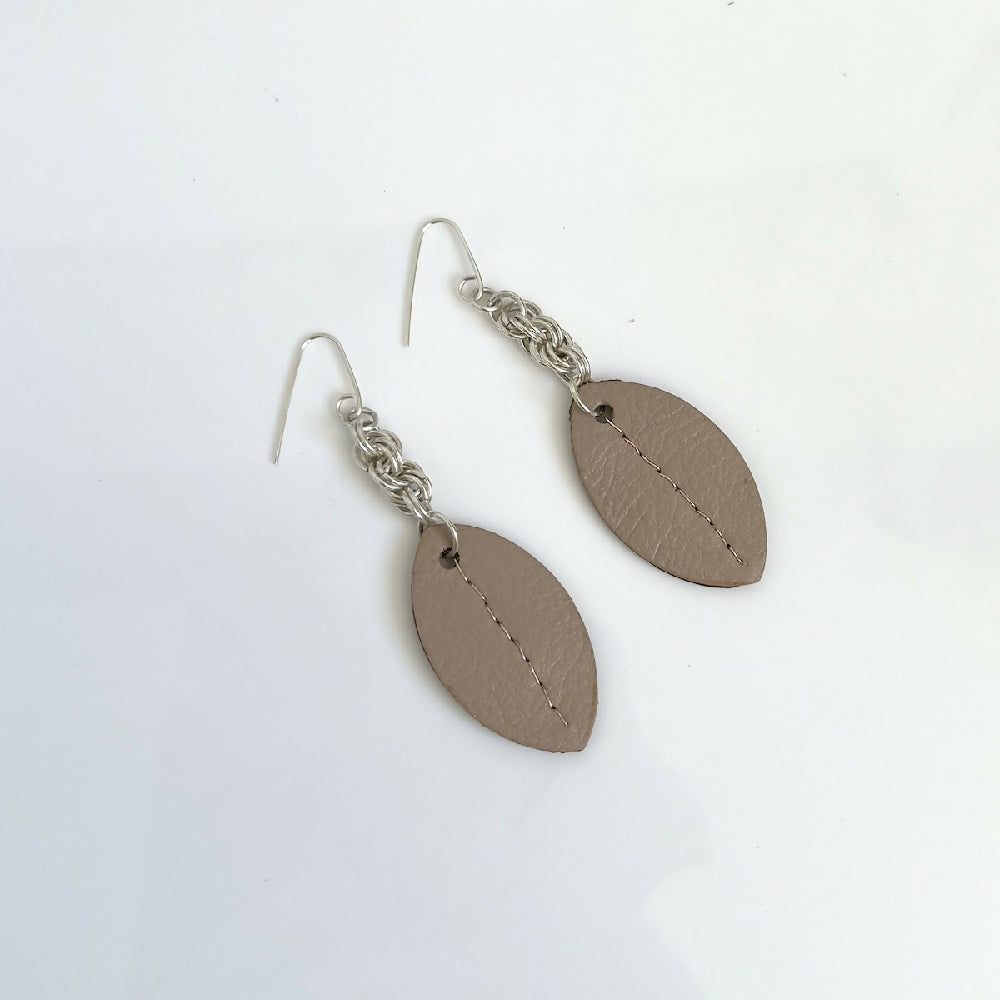 Sterling silver and leather dangle earrings