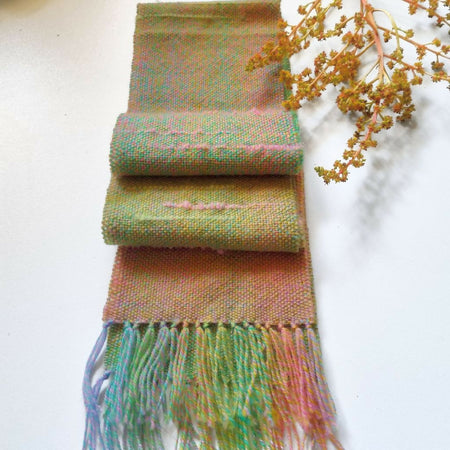 'Spring colours '100% wool handwoven scarf