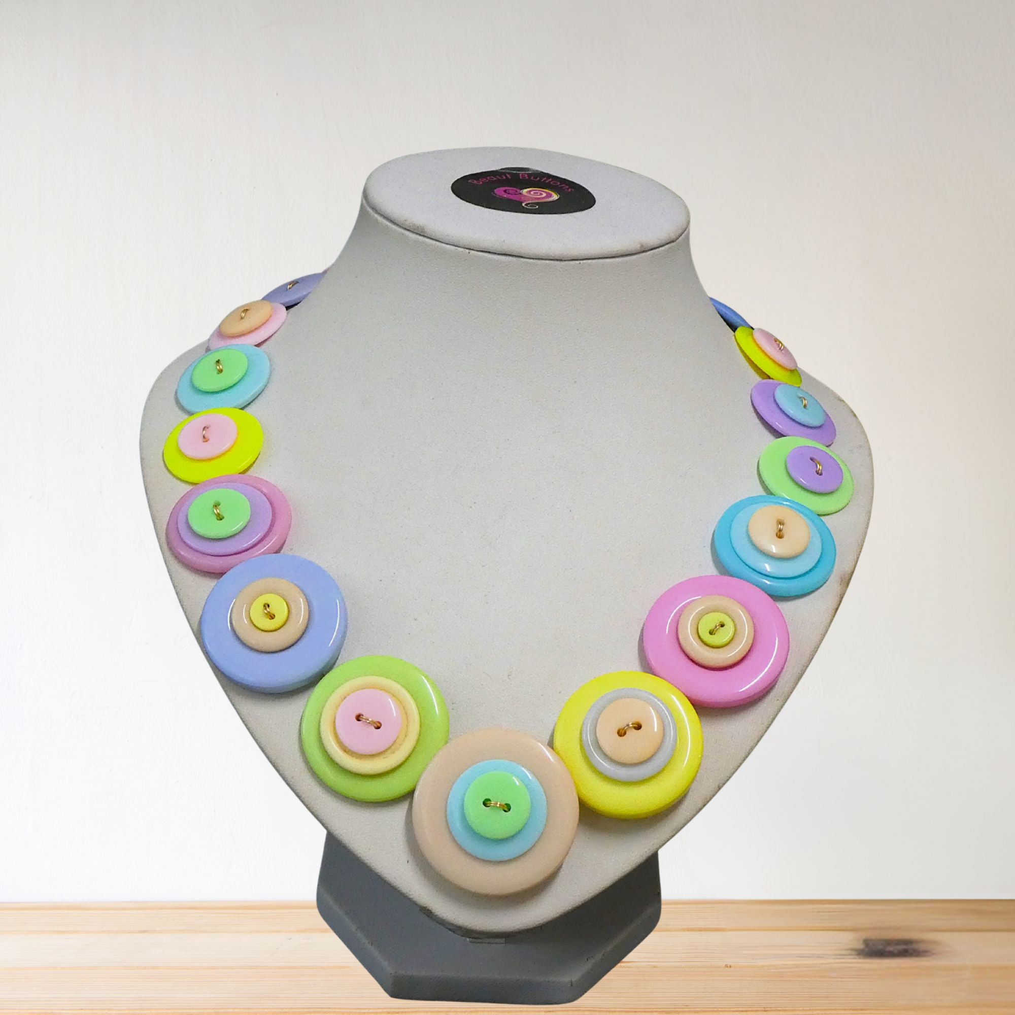 Pastel colours button necklace
